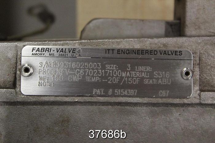 Used Fabri 3" Hand Operated Knife Gate Valve, C67 #37686