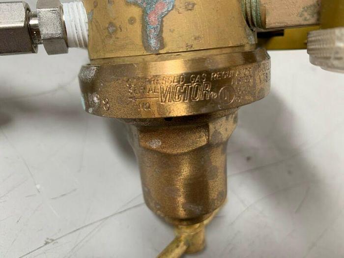 Used Victor VTS 250C 3000 PSIG Gas Regulator w/ Norgen F07-200-M1TA Pneumatic Filter