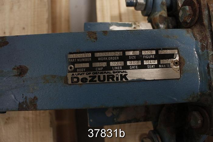 Used Dezurik 4" Hand Operated Knife Gate Valve #37831