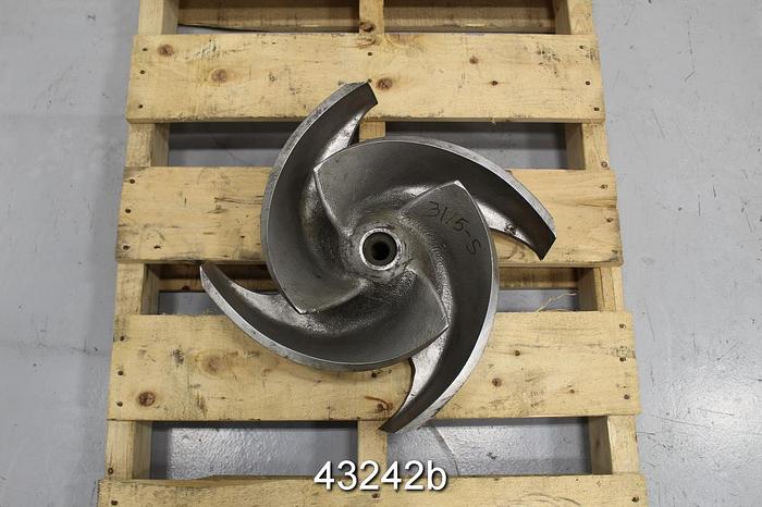 Used Goulds 3175 8x10x18 17.5" Diameter 4-Vane Stainless Steel Impeller #43242