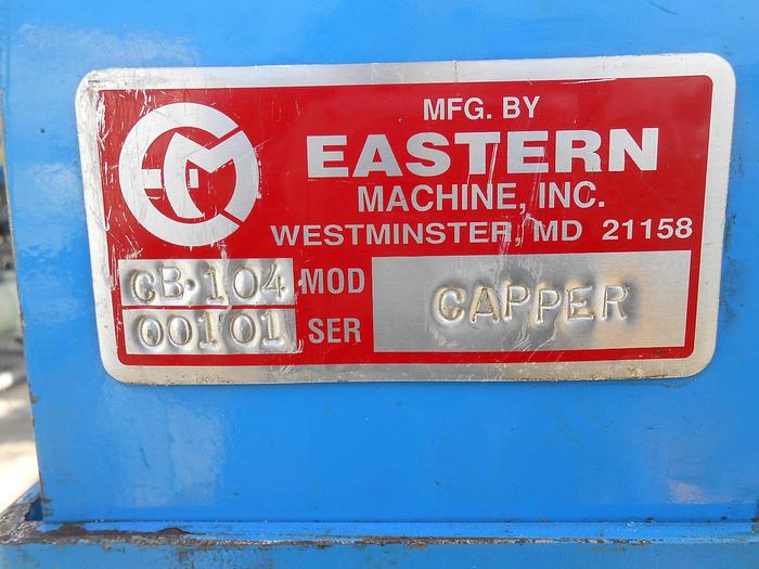 Used Capper, Eastern, Bottle, Mdl CB104, 60mm, 1/2 hp, Hopper #S742078