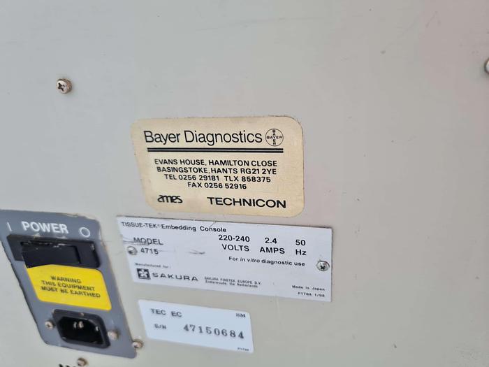 Used Tissue-Tek TEC 4715 Embedding centre with Cryo console Coldplate