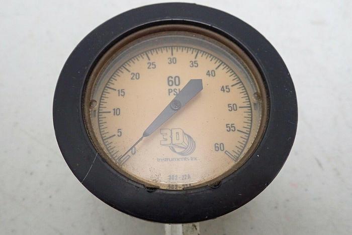 Used 3D Instruments 25502-22B11 0-60 PSI Pressure Gauge