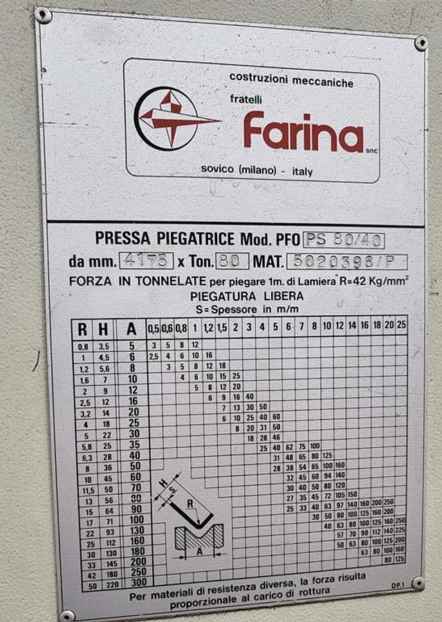 Usato Piegatrice Farina 4175 x 80
