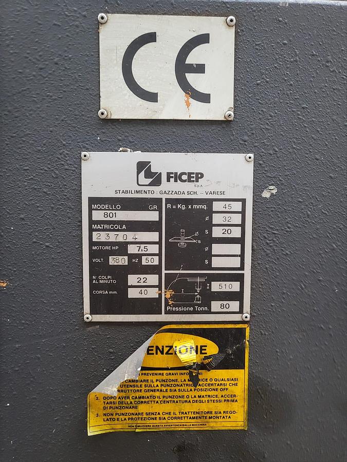 Usato Punzonatrice Ficep 801 gr – 80 ton