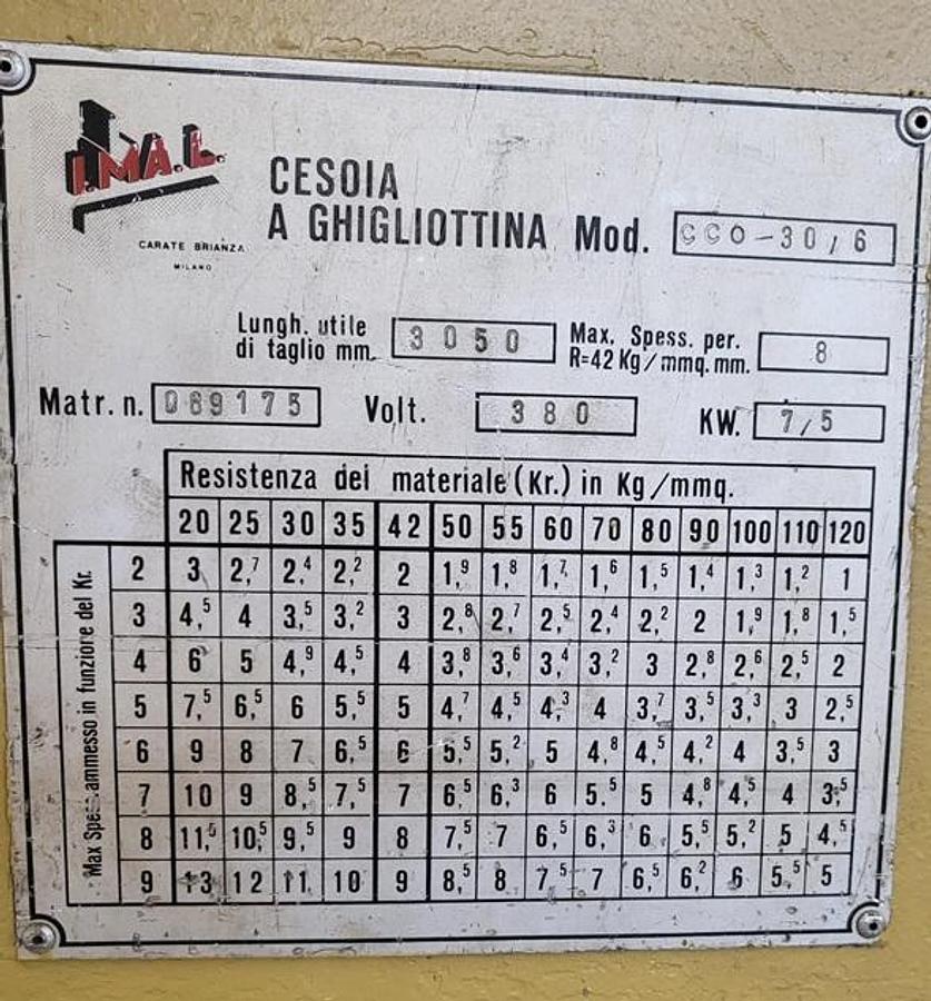 Usato Cesoia Imal 3000 x 6/8
