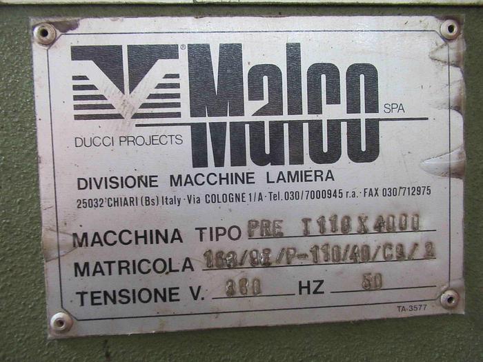Usato Piegatrice Malco 4000 x 110 Ton