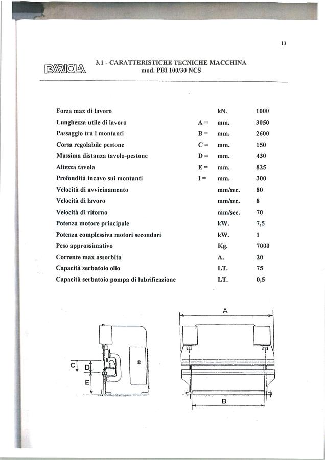 Usado Piegatrice Bariola 3050 x 100 ton