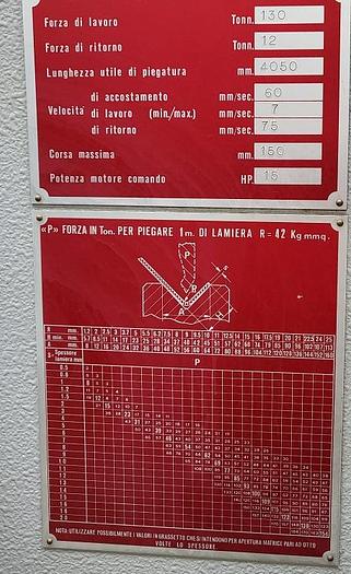 Usato Piegatrice Oleodinamica Ilma 4050 x 130 Ton Usata