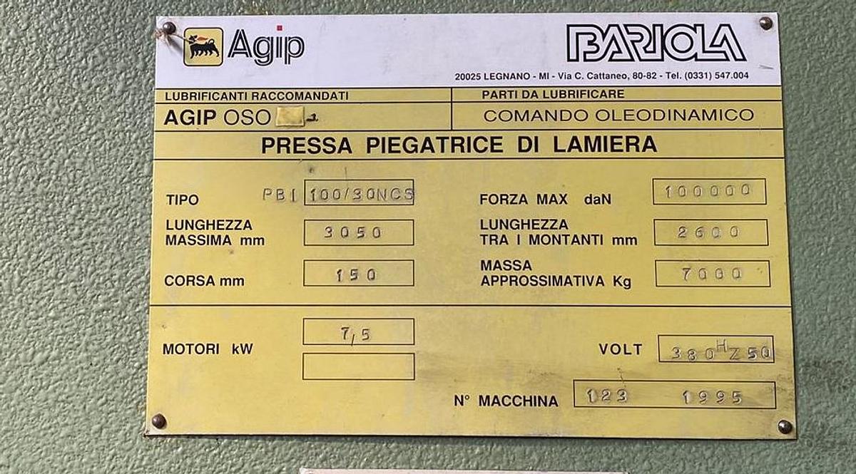 Gebruikt Piegatrice Bariola 3050 x 100 ton