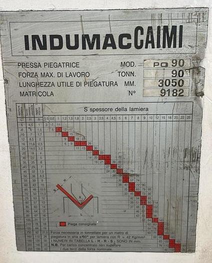Usato Piegatrice Indumac 3050 x 90 Usata