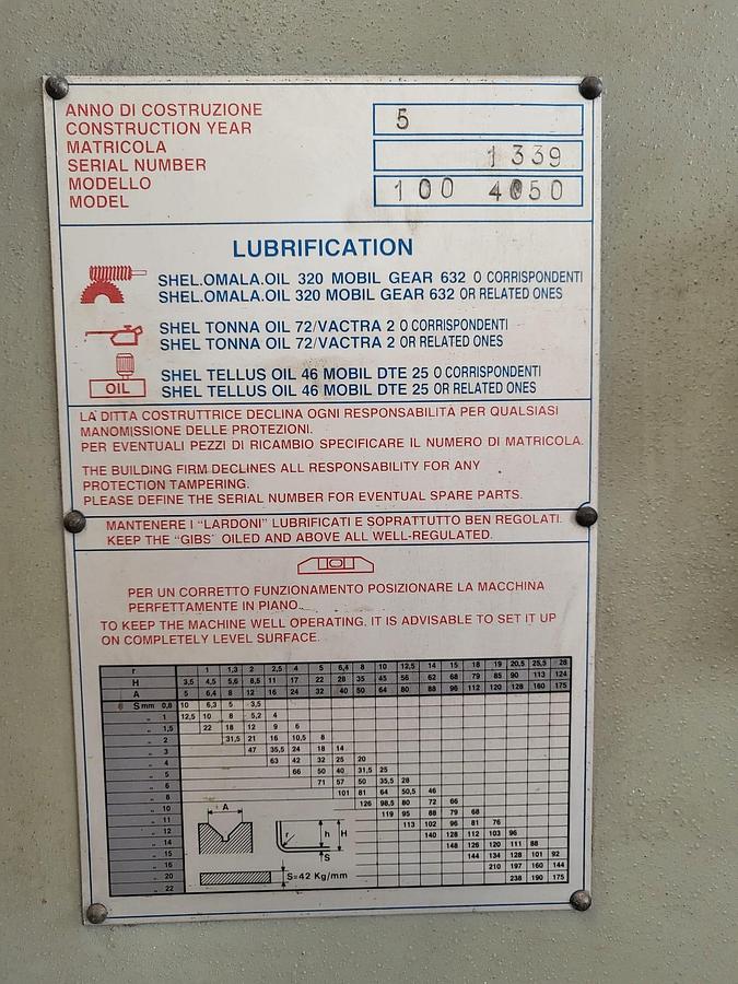 Gebruikt Piegatrice Vimercati 4050 X 100 Ton Cnc