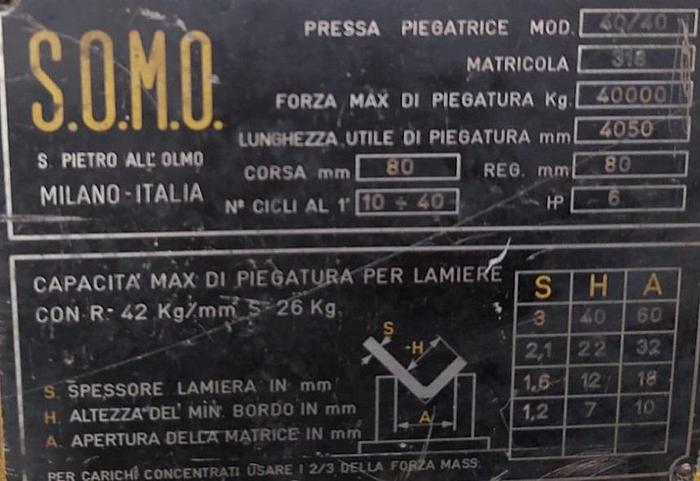 Usato Piegatrice SOMO Usata 4000×40