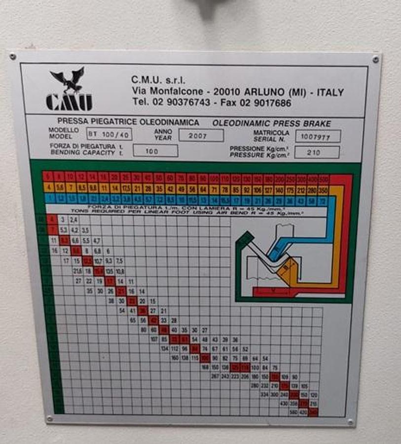 Usato Piegatrice CMU 4000 X 100 TON