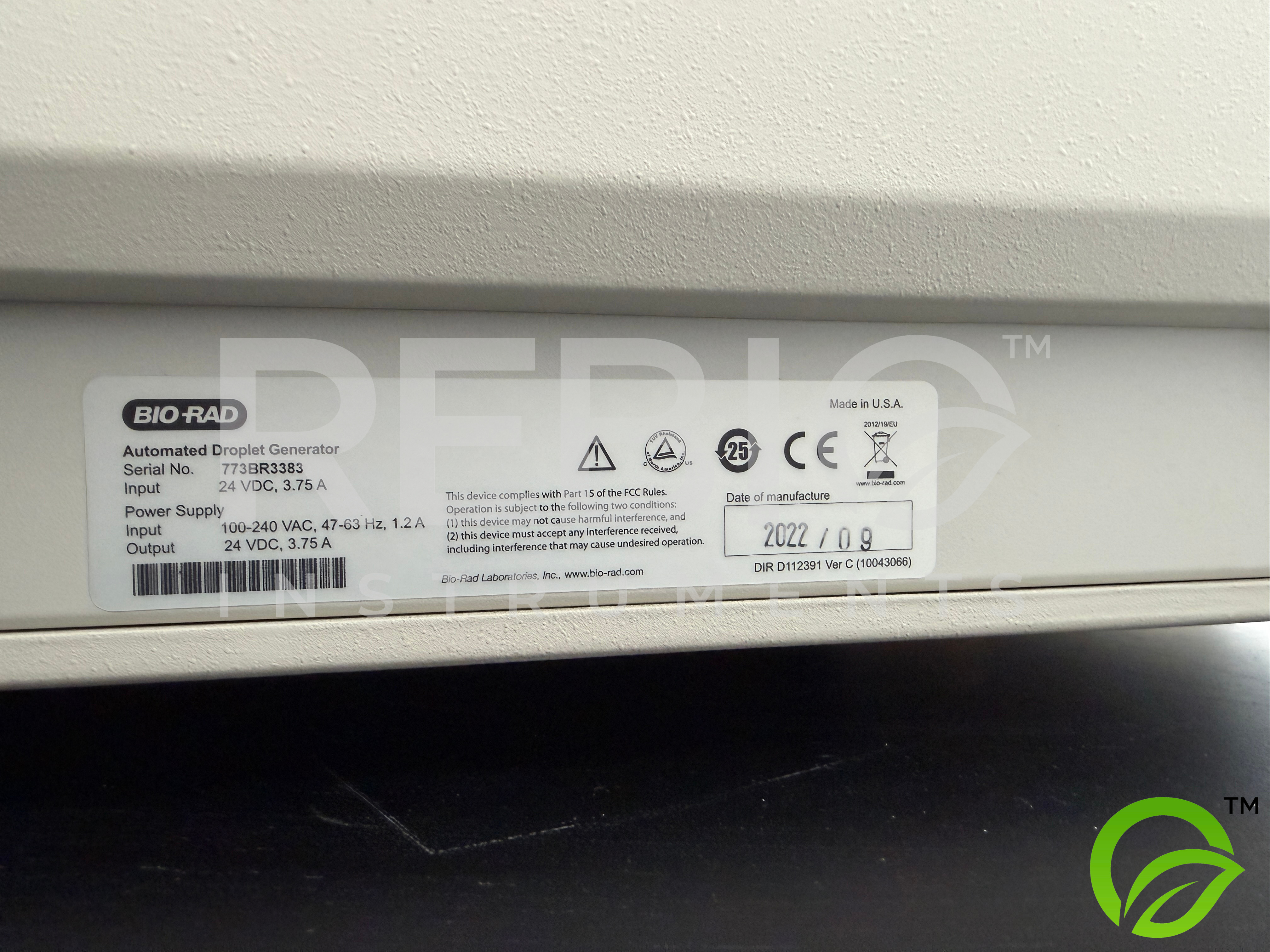 Used Bio-Rad Automated Droplet Generator Digital PCR (ddPCR) Droplet Reader