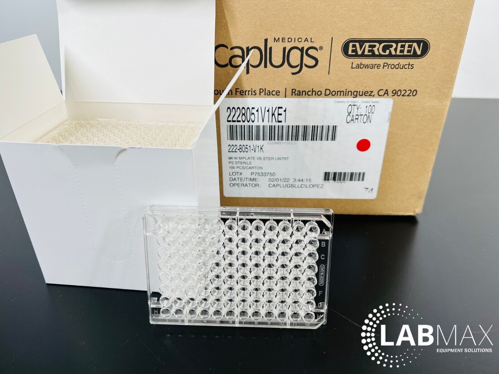 Caplugs 96-Well Microplate  Evergreen Sterile 222-8051-V1KE1 ( Case of 100 )