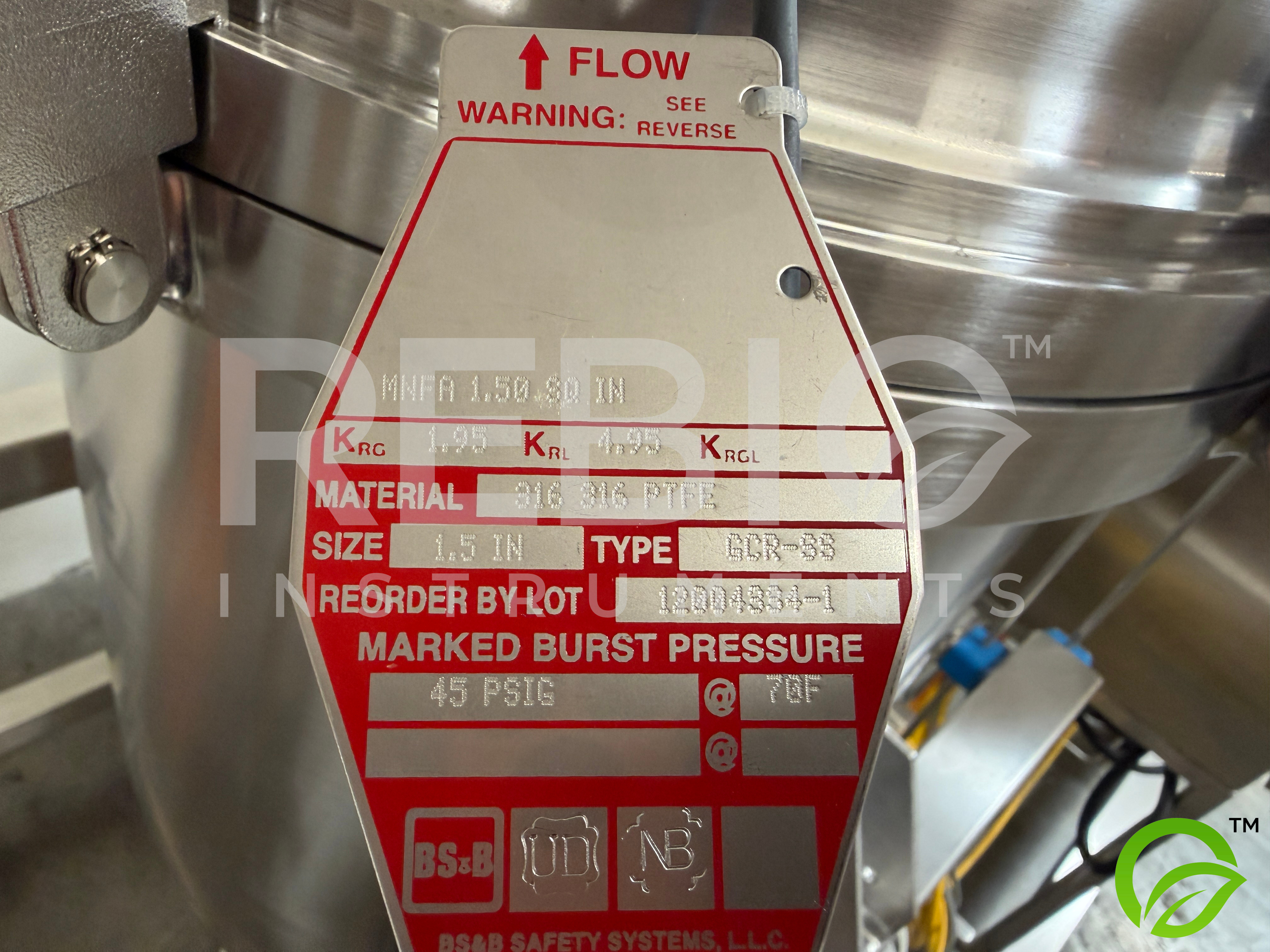 Used Allegheny Bradford 50L Stainless Buffer Break Tank Skid w/ Endress+Hauser Promass P, Rosemount Instruments — ASME U-Stamp, BPE-Compliant