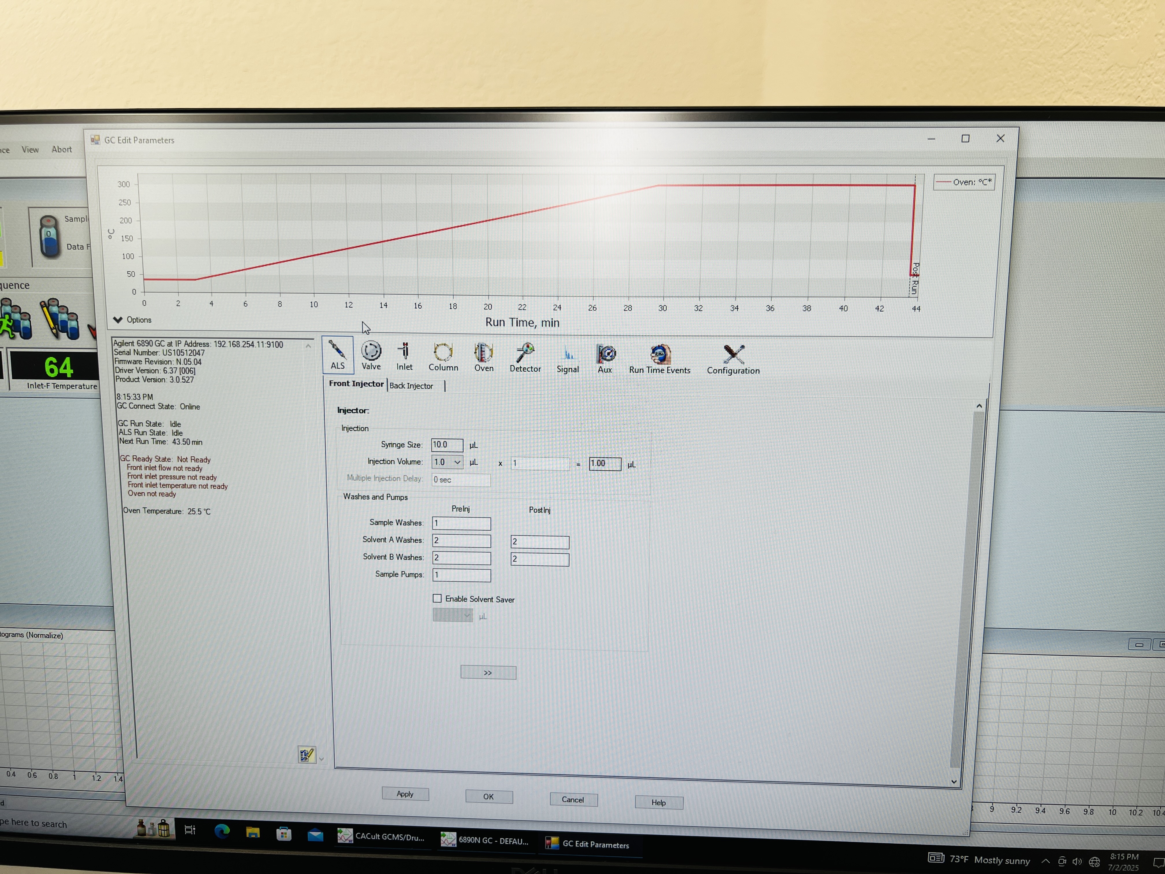 Used Agilent 6890N Gas Chromatograph (GC) with MassHunter Software 
