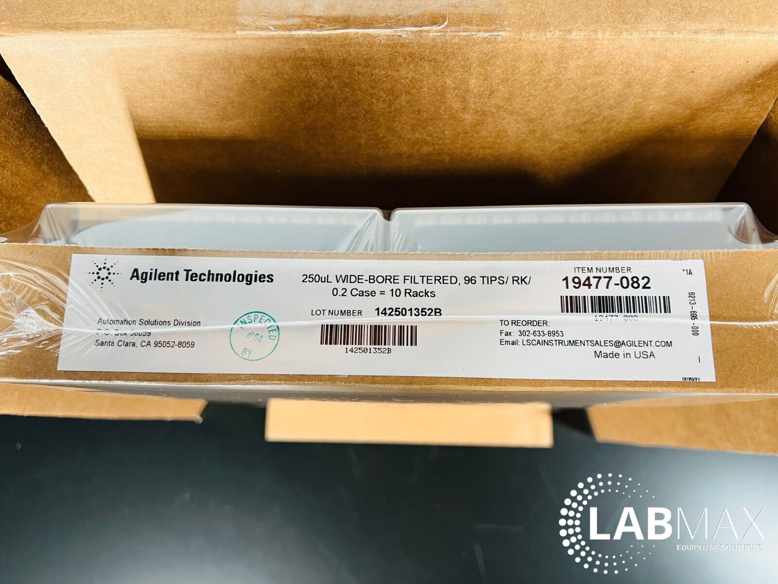 Case of AGILENT 19477-082 250uL Wide Bore Filtered Pipette Tips Bravo 96LT