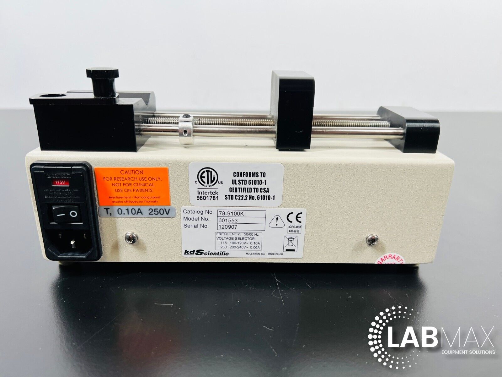 Used KD Scientific 100 Syringe Pump 601553 /  78-9100K with Warranty