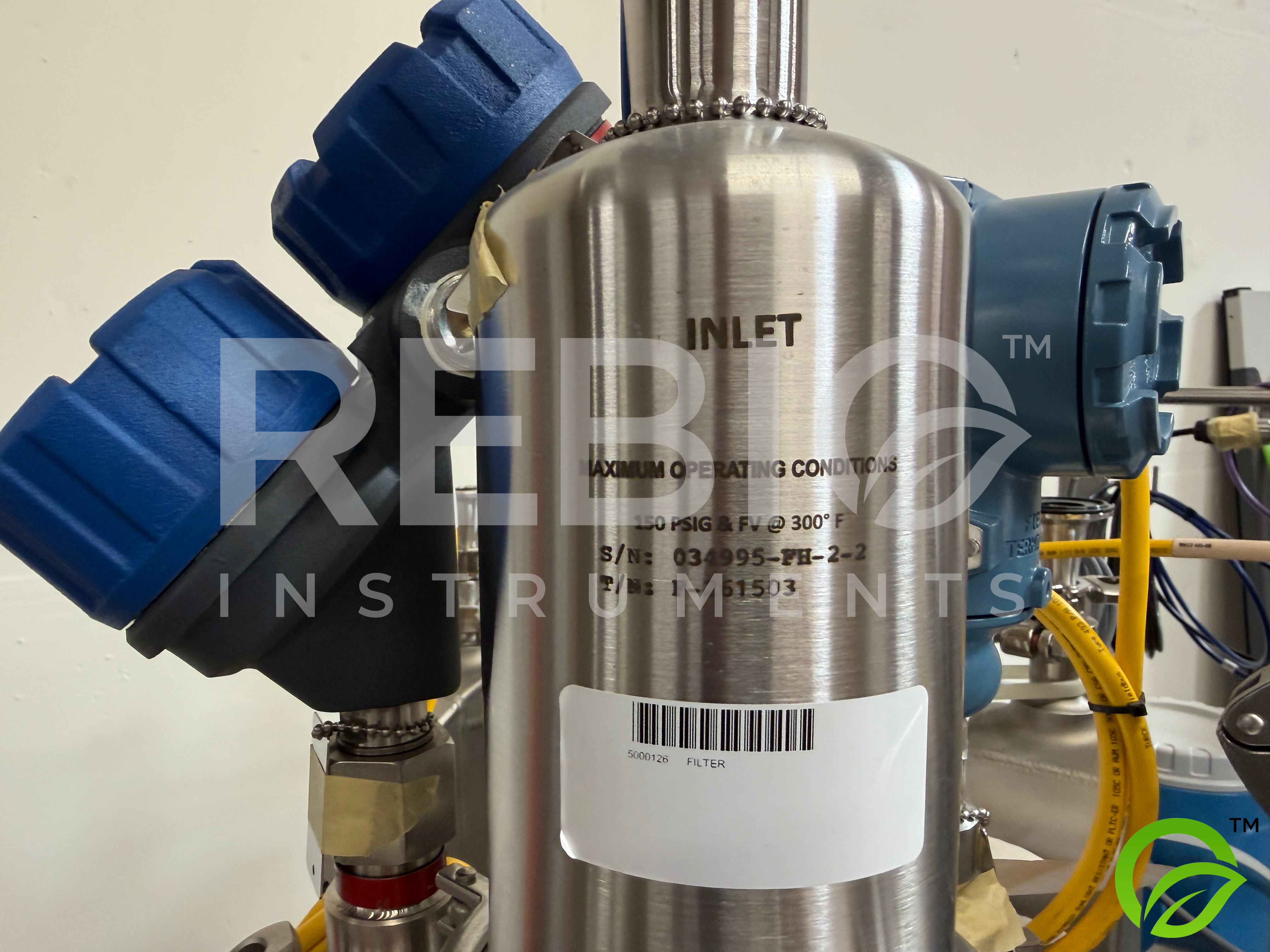 Used Allegheny Bradford 50L Stainless Buffer Break Tank Skid w/ Endress+Hauser Promass P, Rosemount Instruments — ASME U-Stamp, BPE-Compliant