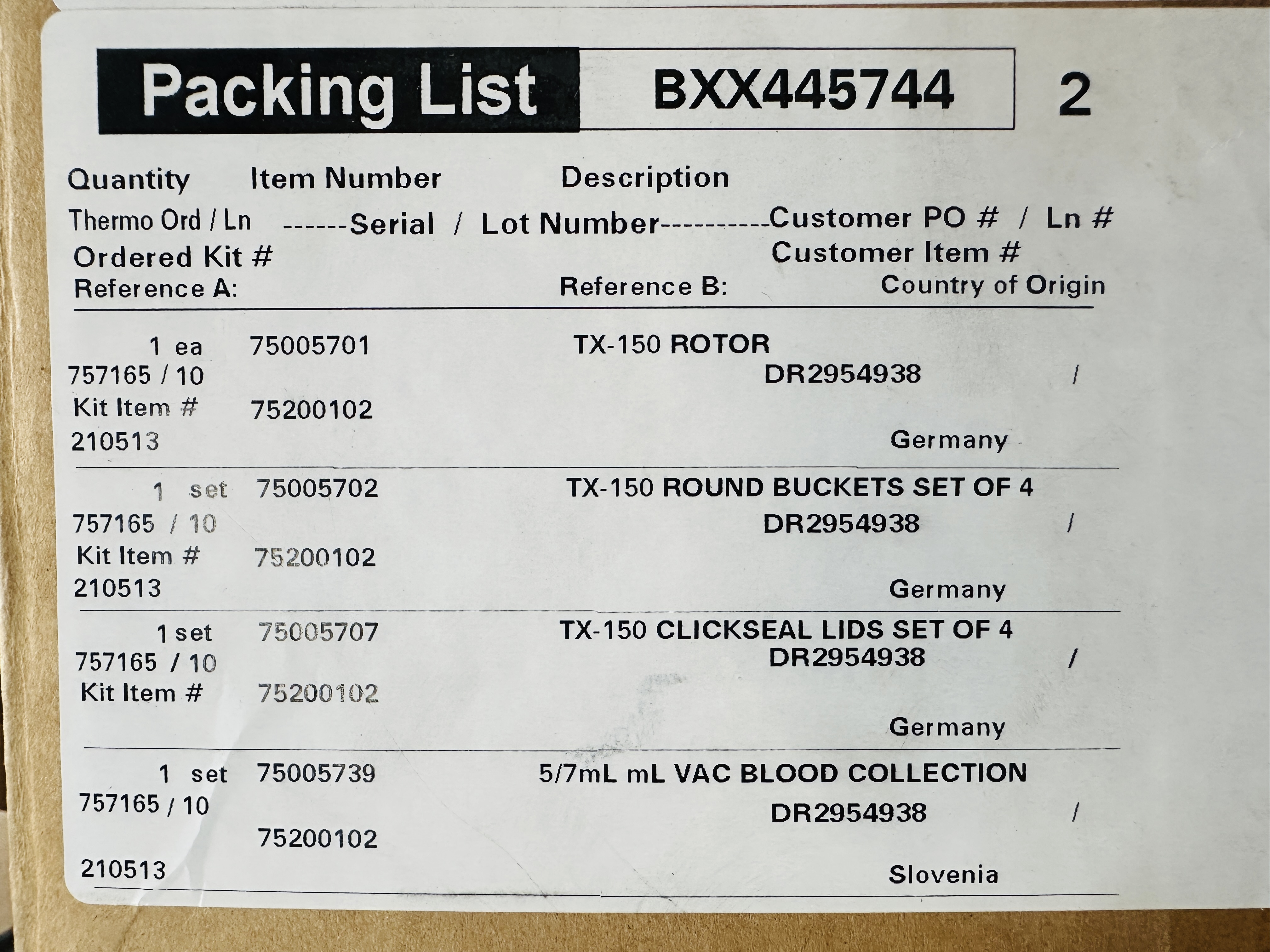 Used Thermo TX-150 Centrifuge Rotor + Buckets + Adapters + Biocontainment Lids