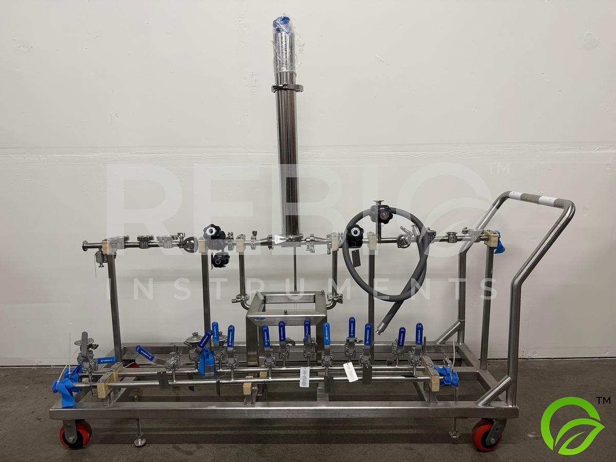 Used Kinetics / Pall Advanta Bioprocessing Filtration Skid VF-2540 | 316SS | Habonim High-Purity Ball Valve Manifold | Pall Advanta Filter Housing | Mobile Pharma Cart — GMP Ready