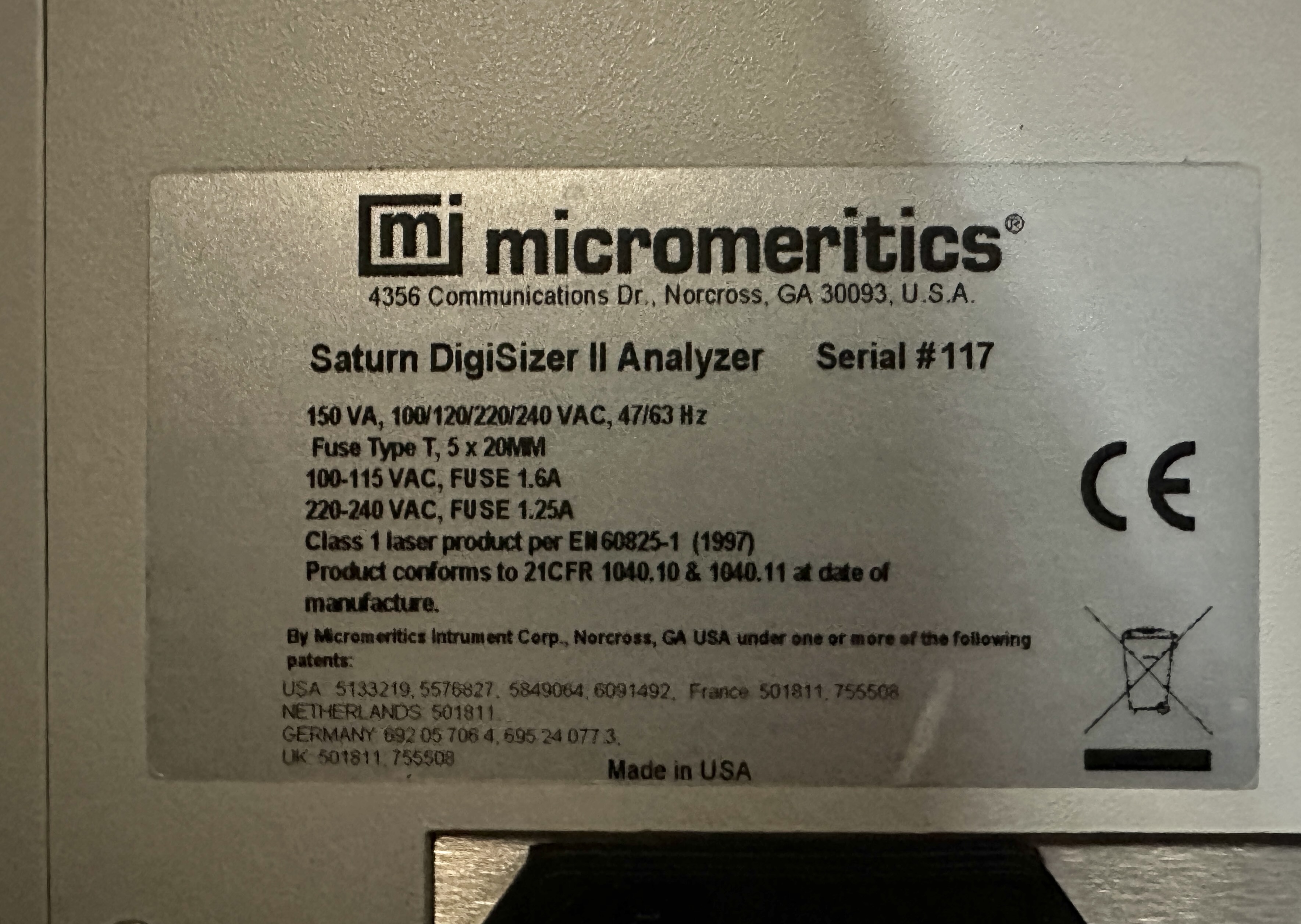 Used Micromeritics Saturn DigiSizer II Particle Size Analyzer