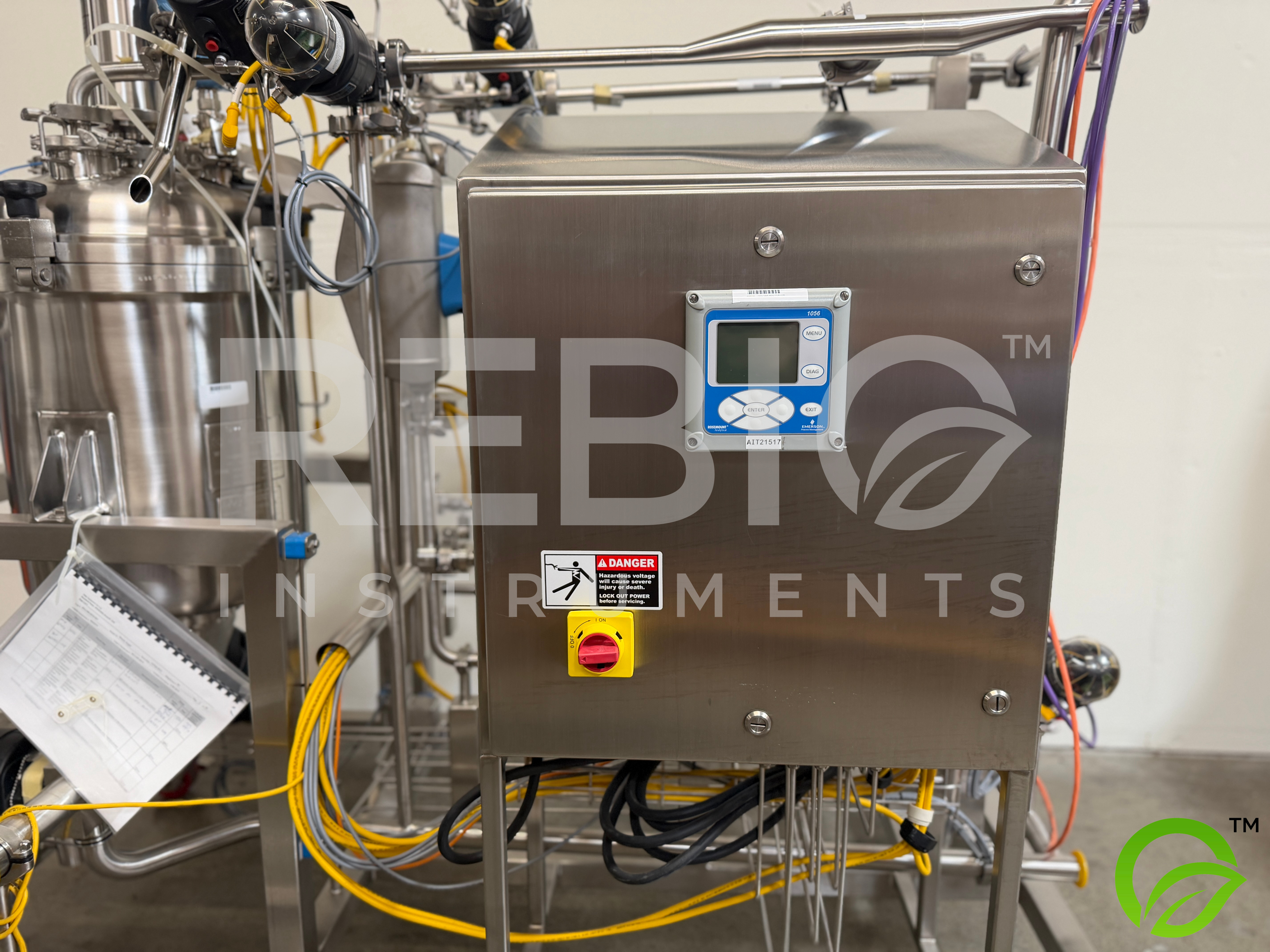Used Allegheny Bradford 50L Stainless Buffer Break Tank Skid w/ Endress+Hauser Promass P, Rosemount Instruments — ASME U-Stamp, BPE-Compliant