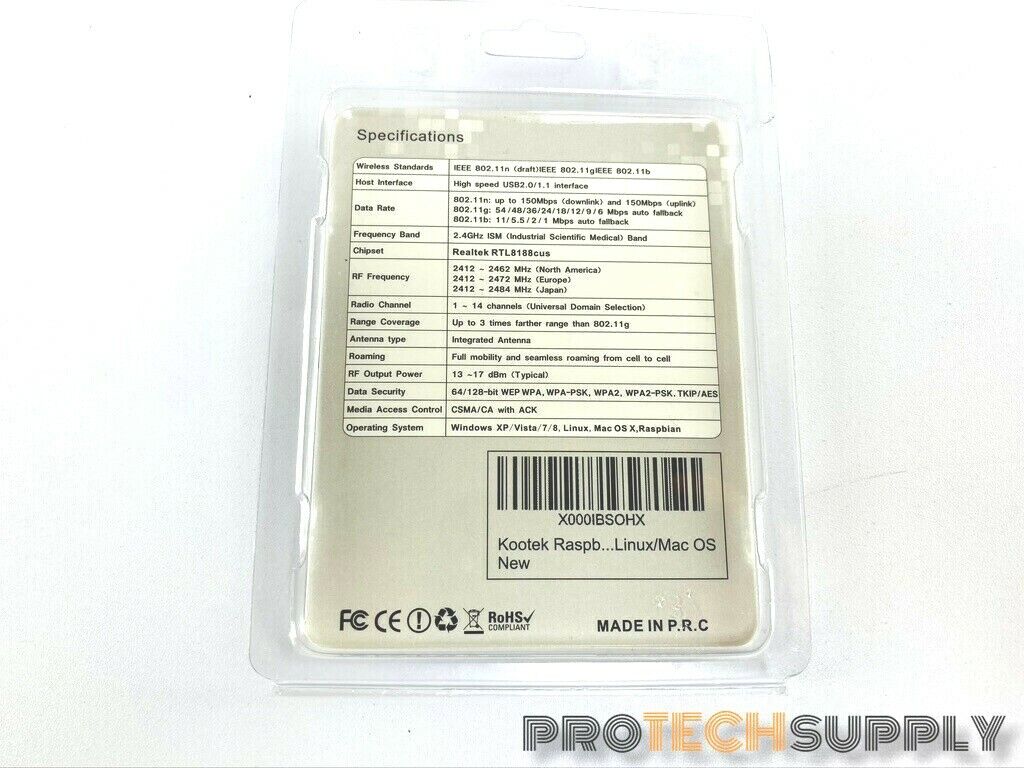 KOOTEK USB 2.0 WIFI Wireless 802.IIN 150Mbps Raspbian Linux Mac OS X Windows