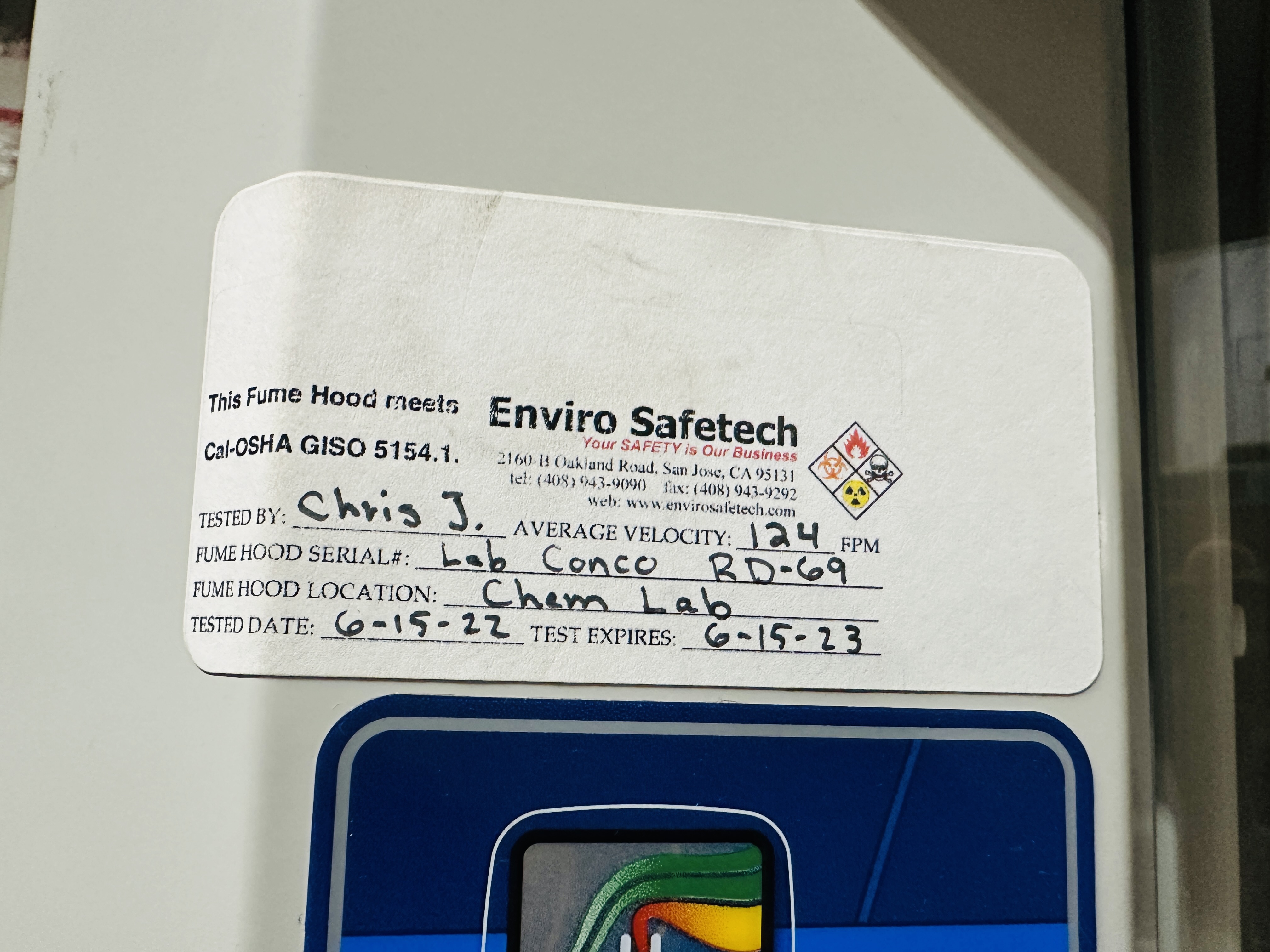 Used Labconco Protector Premier 6-Foot Laboratory Fume Hood 