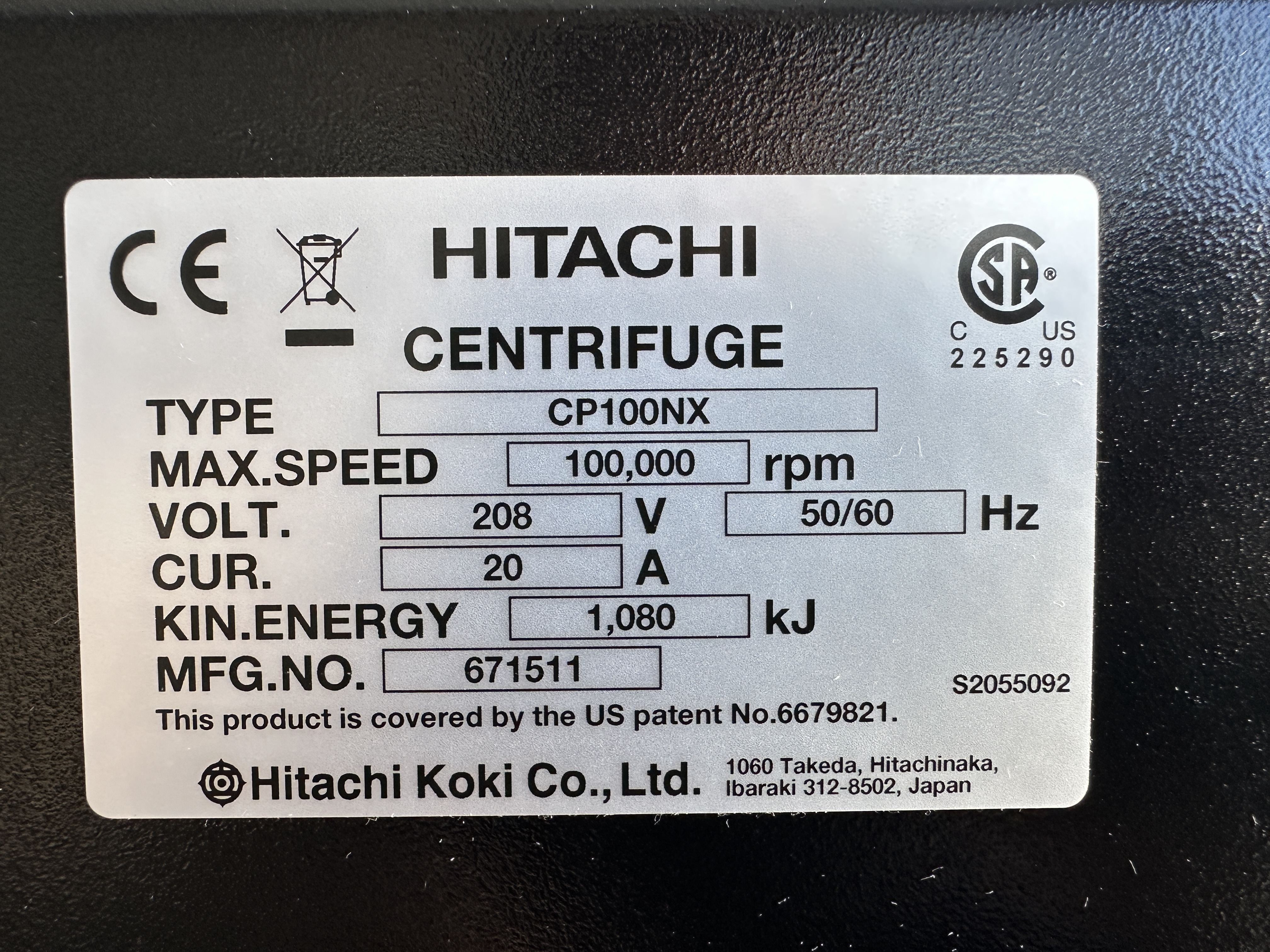Used Hitachi CP100NX Ultracentrifuge with Accessories