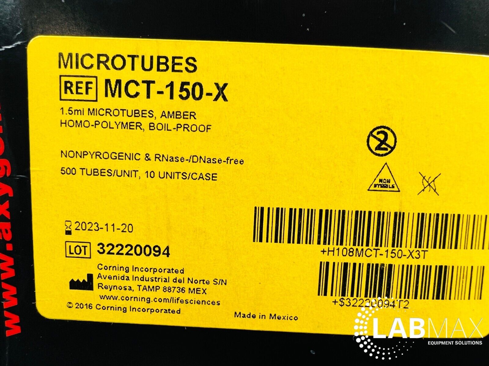 Axygen 1.5 mL Snaplock Microcentrifuge Tube MCT-150-X (500 Tubes)