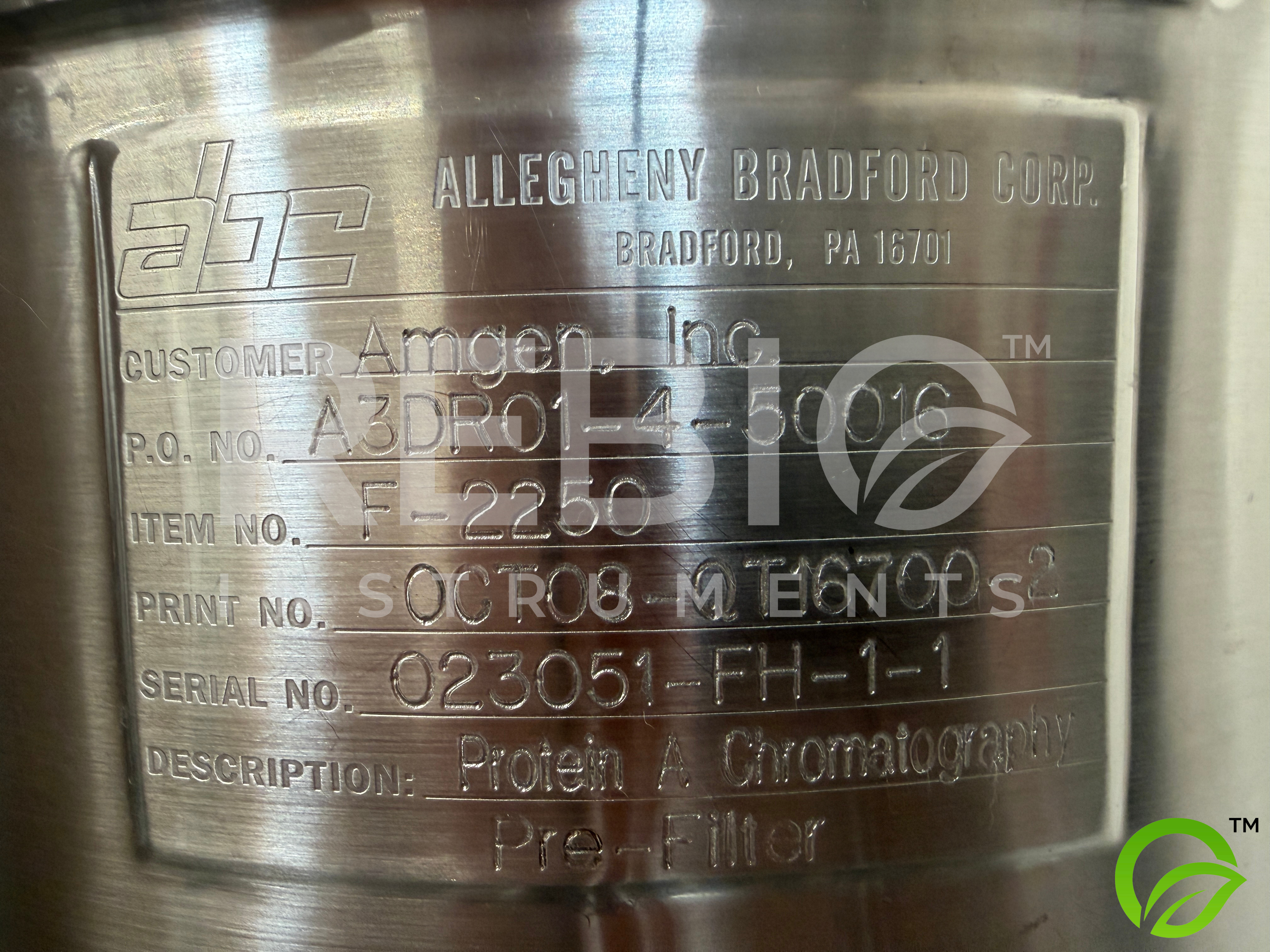 Used Allegheny Bradford Protein A Chromatography Pre-Filter Skid FC-2250 | 316SS | Rosemount Fieldbus | UL Listed Controls