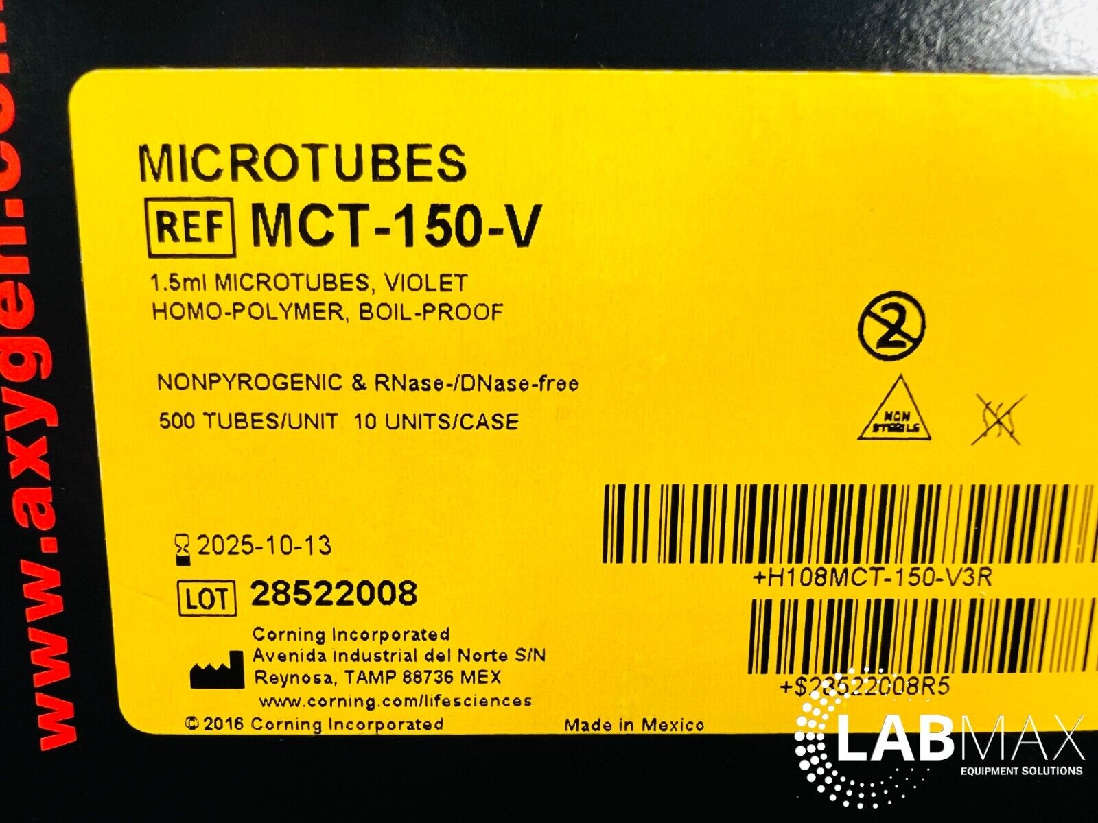 Axygen 1.5 mL Snaplock Microcentrifuge Tube MCT-150-V (500 Tubes)