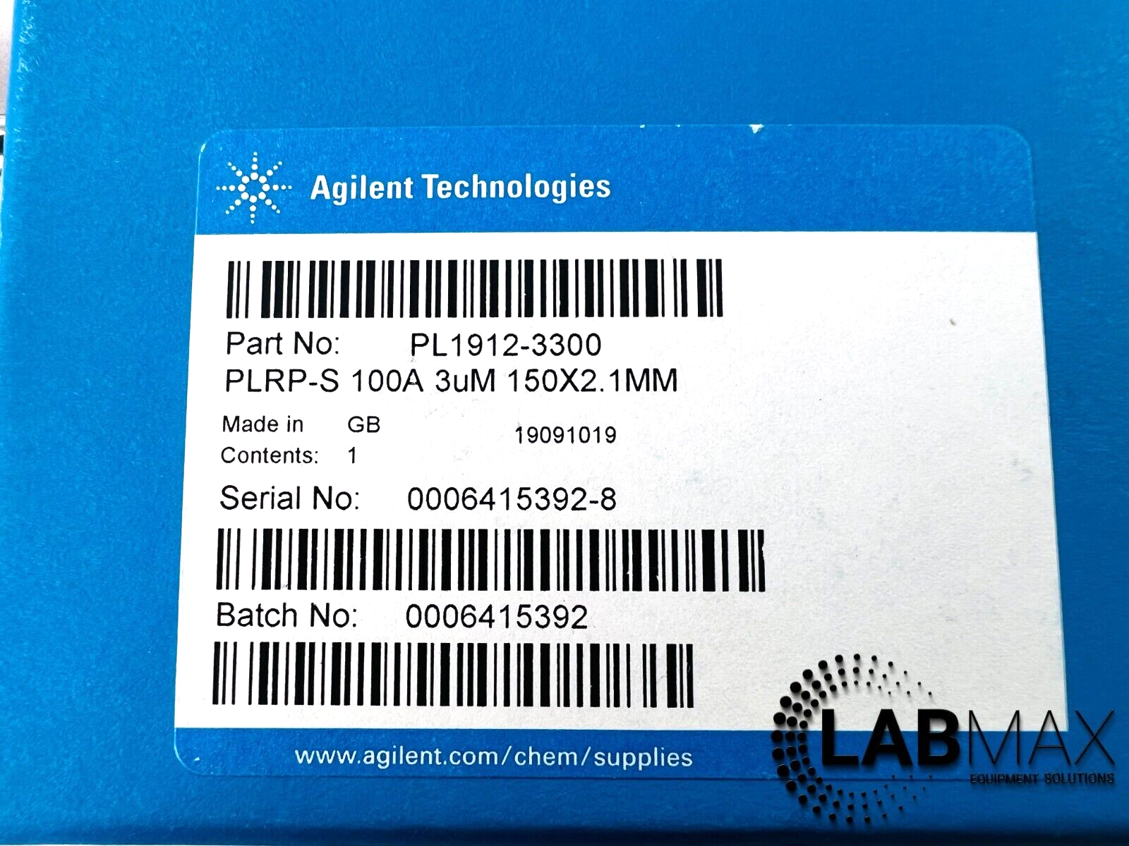 Used Agilent BioHPLC Column PLRP-S 3uM, 2.1 x 150 mm PL1912-3300 w/ WARRANTY