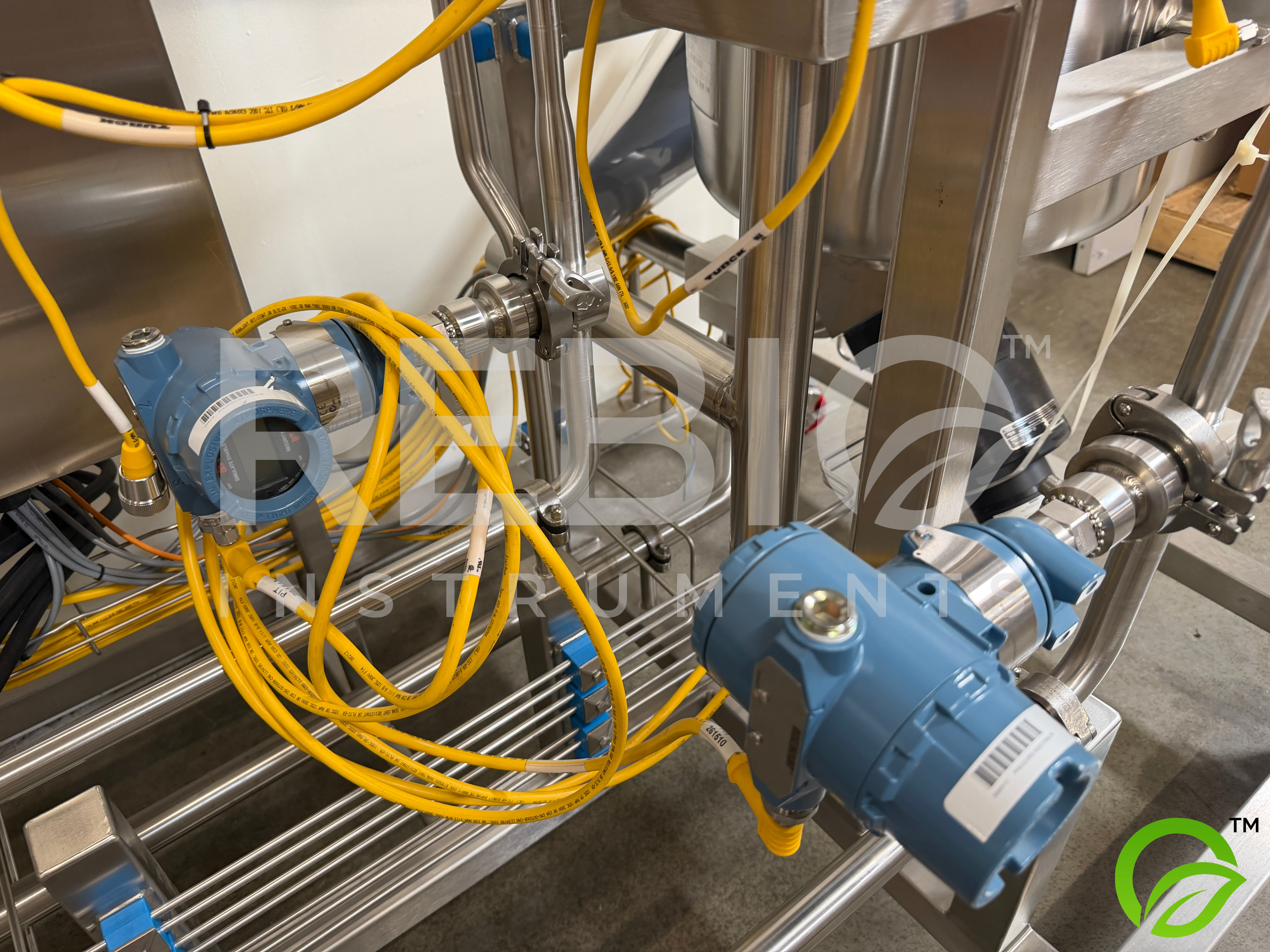 Used Allegheny Bradford 50L Stainless Buffer Break Tank Skid w/ Endress+Hauser Promass P, Rosemount Instruments — ASME U-Stamp, BPE-Compliant