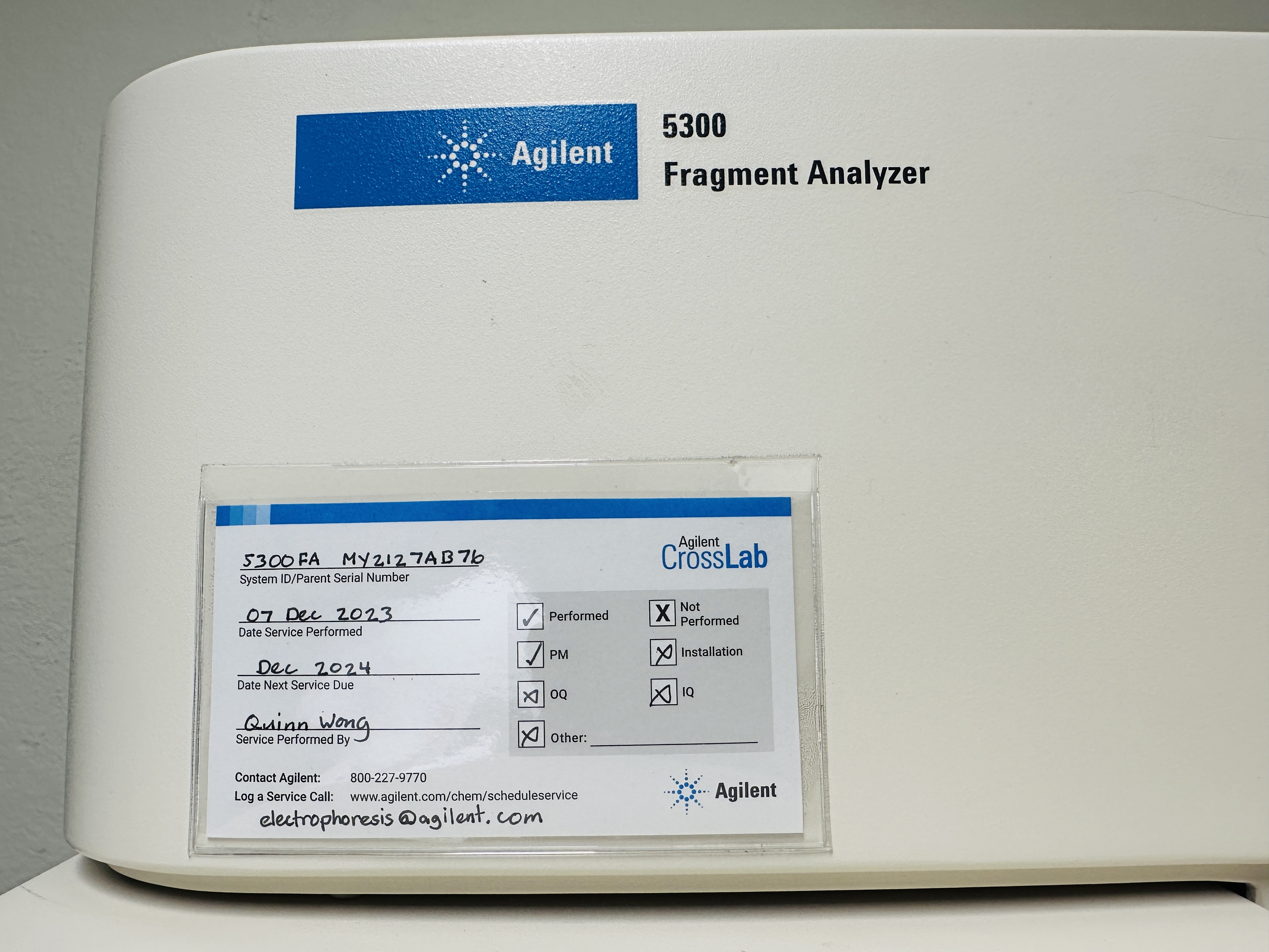 Used Agilent 5300 Fragment Analyzer Capillary Electrophoresis System 