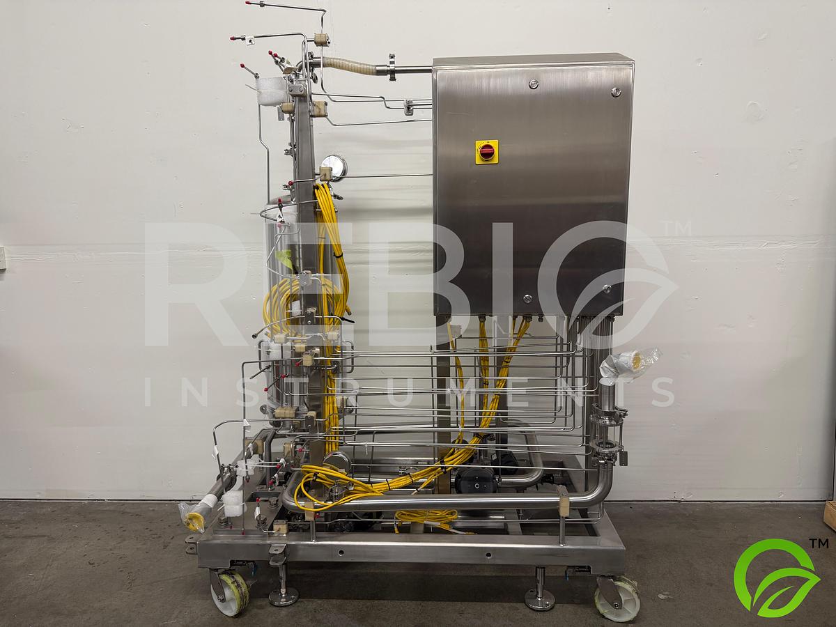 Used Allegheny Bradford Protein A Chromatography Column Skid F-1851 | 316SS | 4-Round × 3-High Column Array | ITT Pure-Flo Actuated Valves | UL Listed Controls | Mobile Pharma Skid