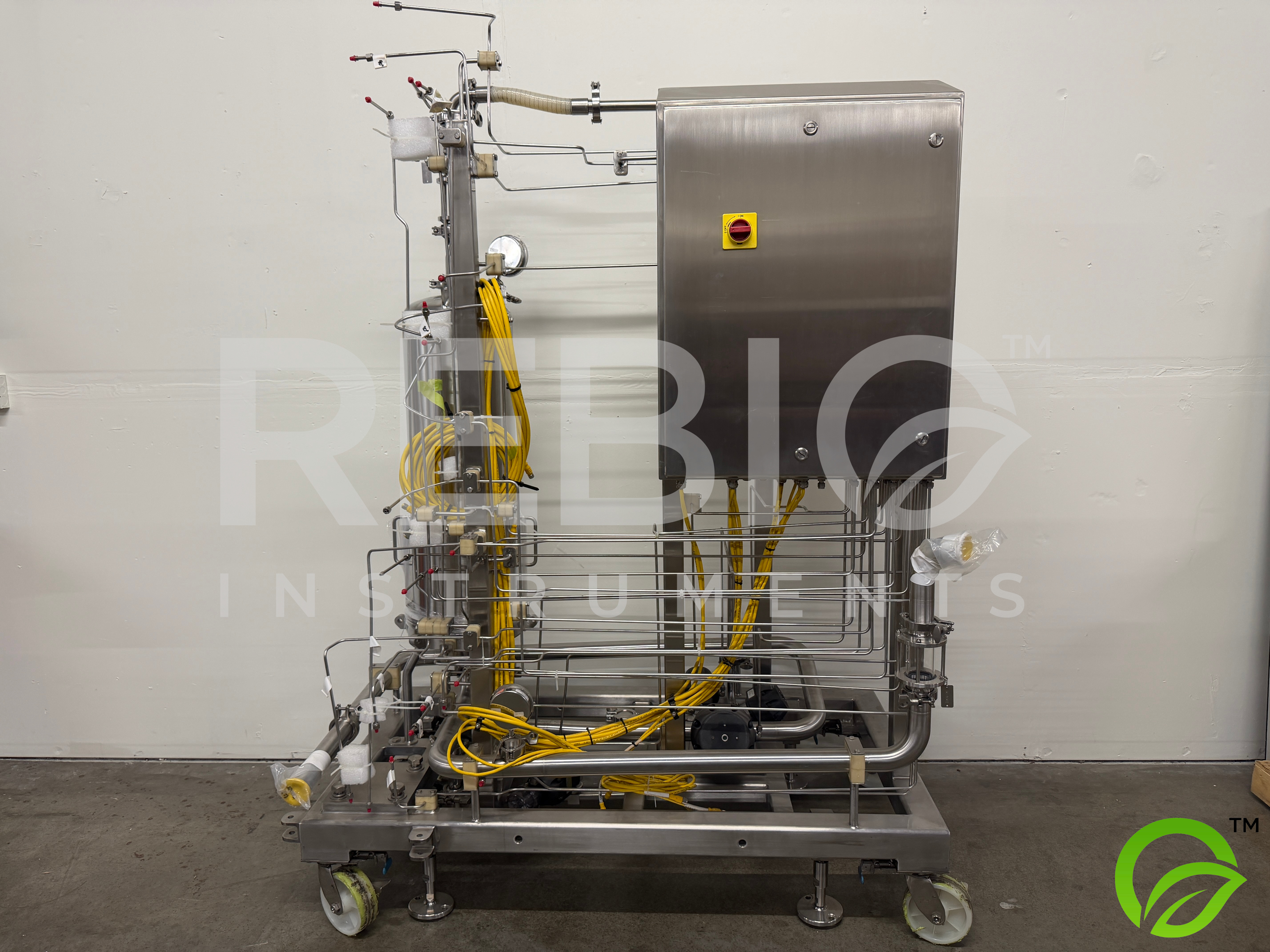 Used Allegheny Bradford Protein A Chromatography Column Skid F-1851 | 316SS | 4-Round × 3-High Column Array | ITT Pure-Flo Actuated Valves | UL Listed Controls | Mobile Pharma Skid