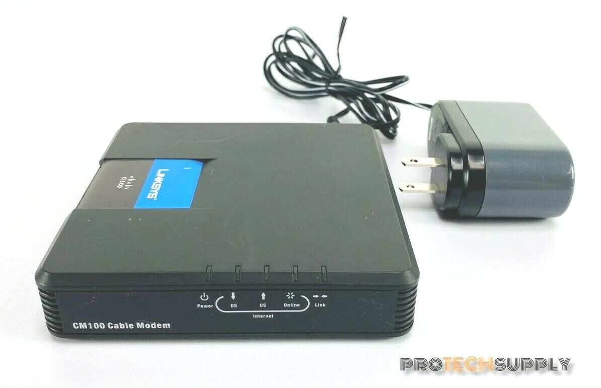 Used Cisco Linksys CM100 Cable Modem with Power Adapter and Warranty