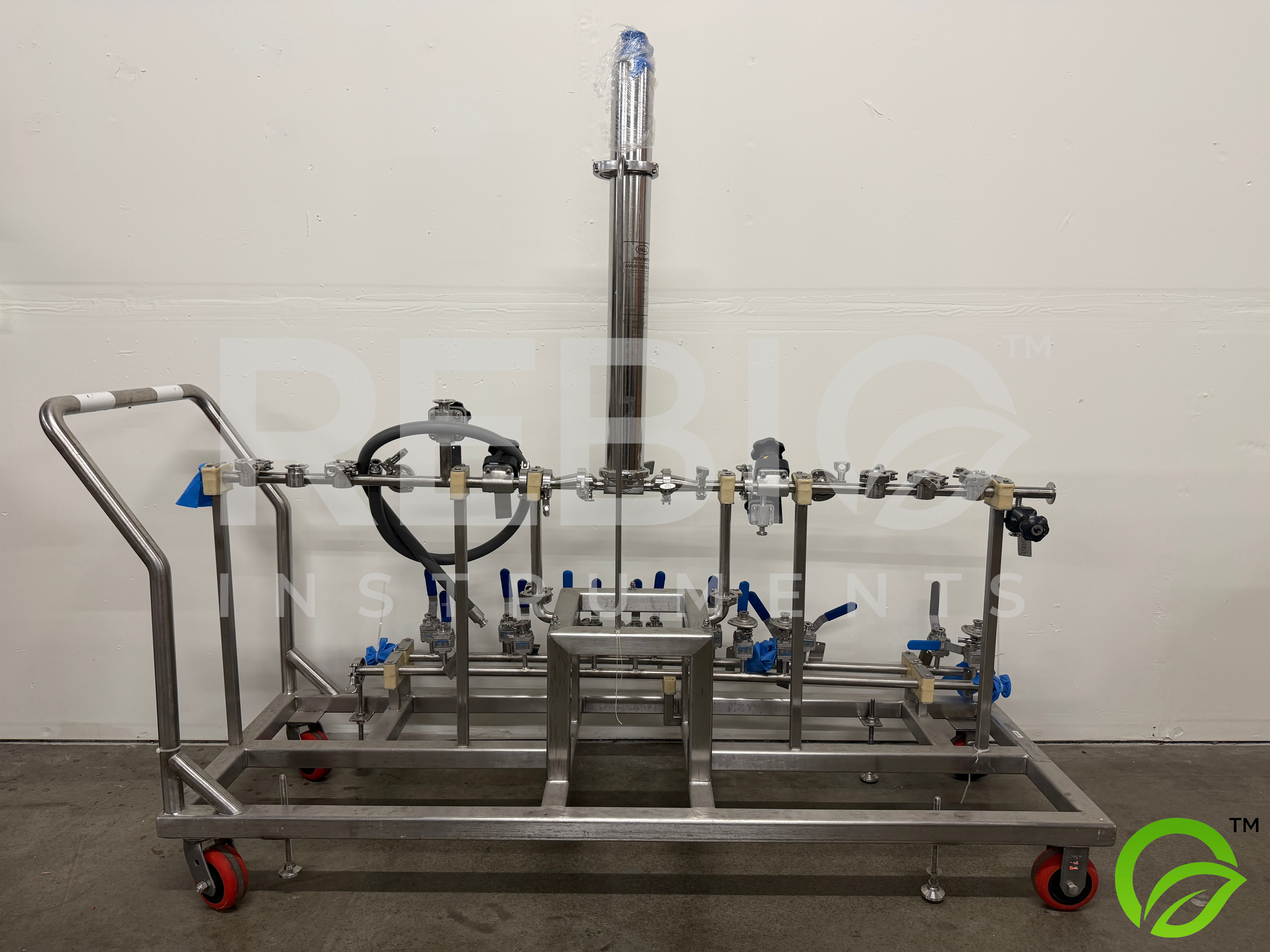 Used Kinetics / Pall Advanta Bioprocessing Filtration Skid VF-2540 | 316SS | Habonim High-Purity Ball Valve Manifold | Pall Advanta Filter Housing | Mobile Pharma Cart — GMP Ready