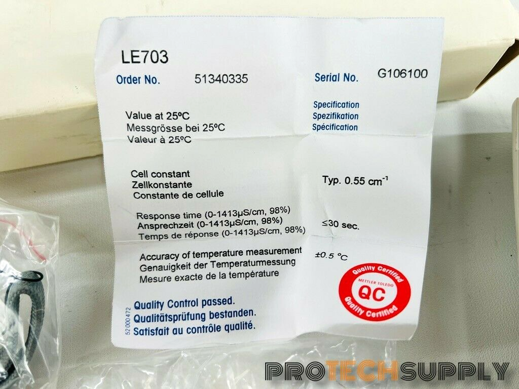 Used Mettler Toledo AG FiveGo F3 Conductivity FG3 & LE703 Electrode with WARRANTY