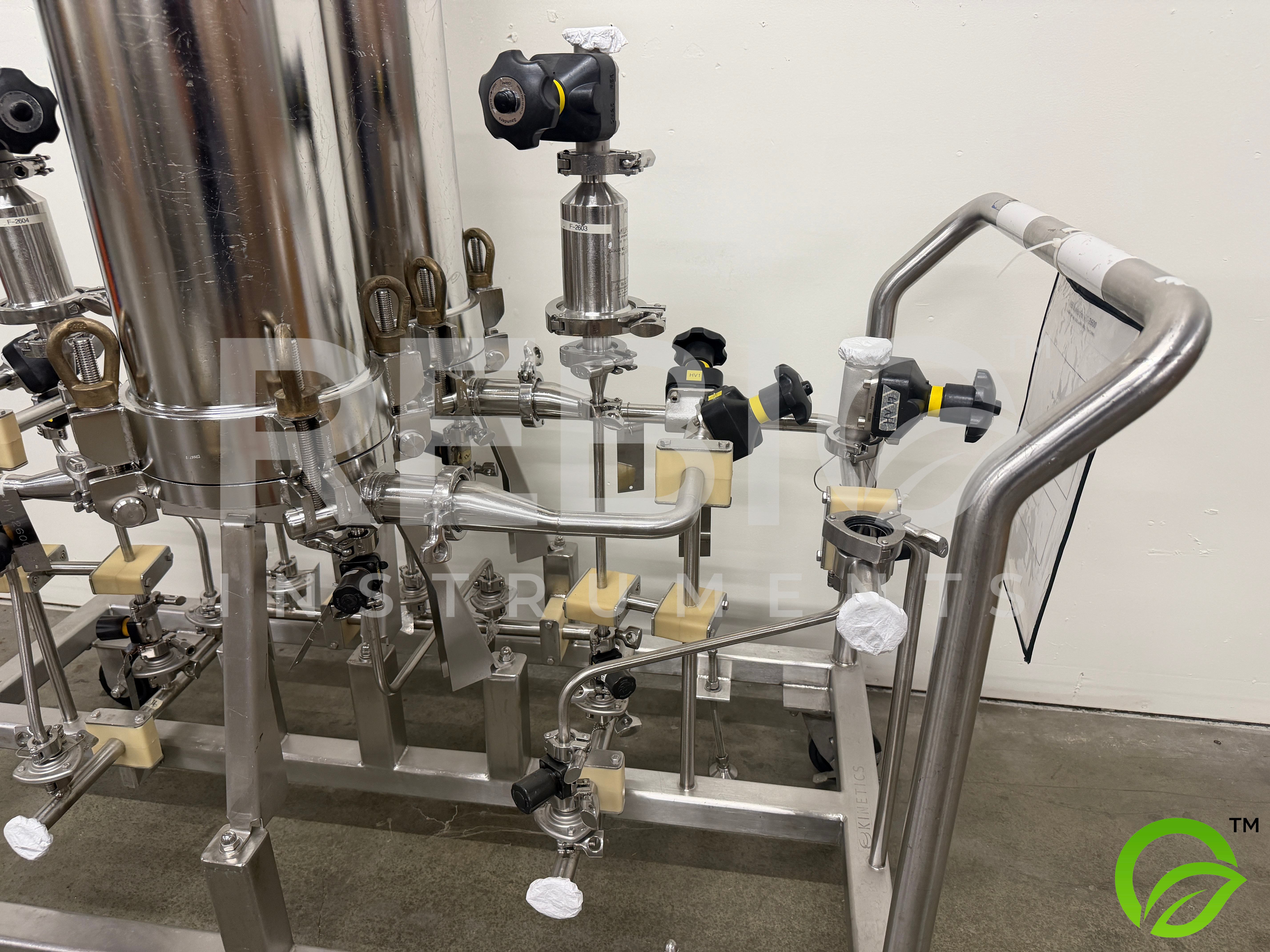 Used Pall / Biokinetics Dual Column Chromatography Skid F-2601 | Millipore SS Filter Housings | 316SS | Manual Valve Array | Mobile Pharma Cart 