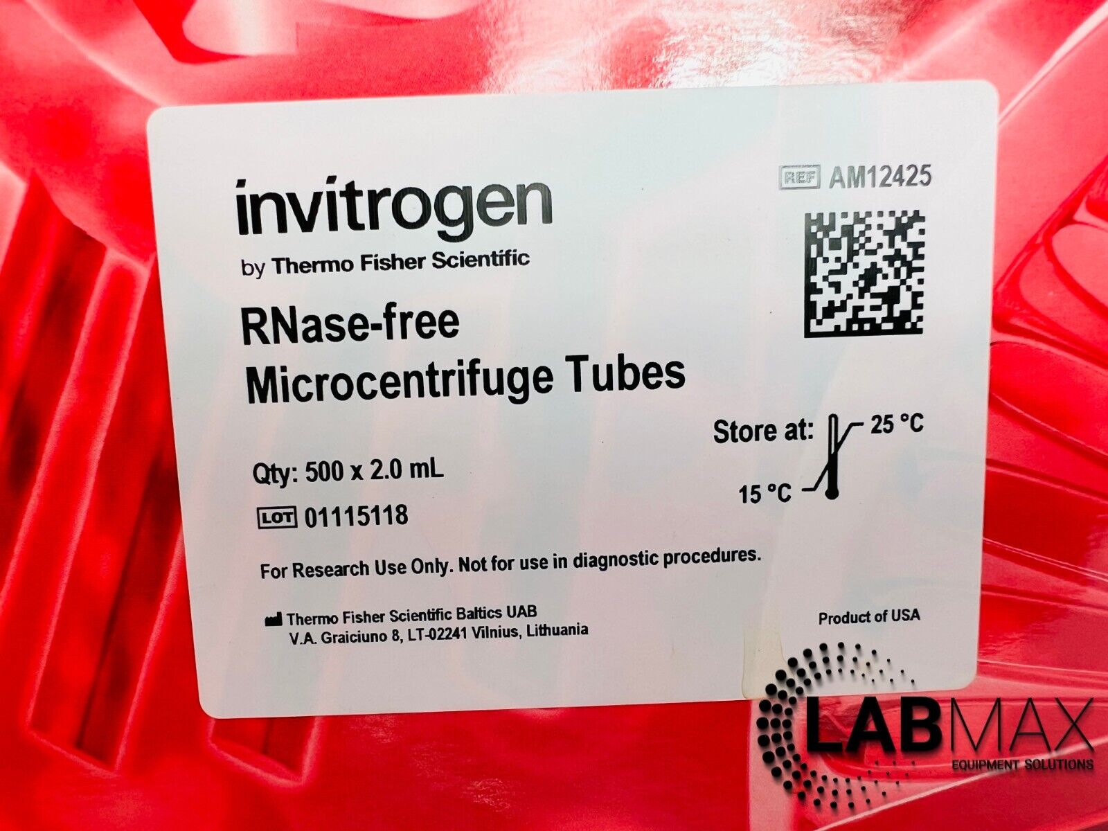 Invitrogen Microcentrifuge PCR Tubes RNase-free 500x2.0 mL AM12425