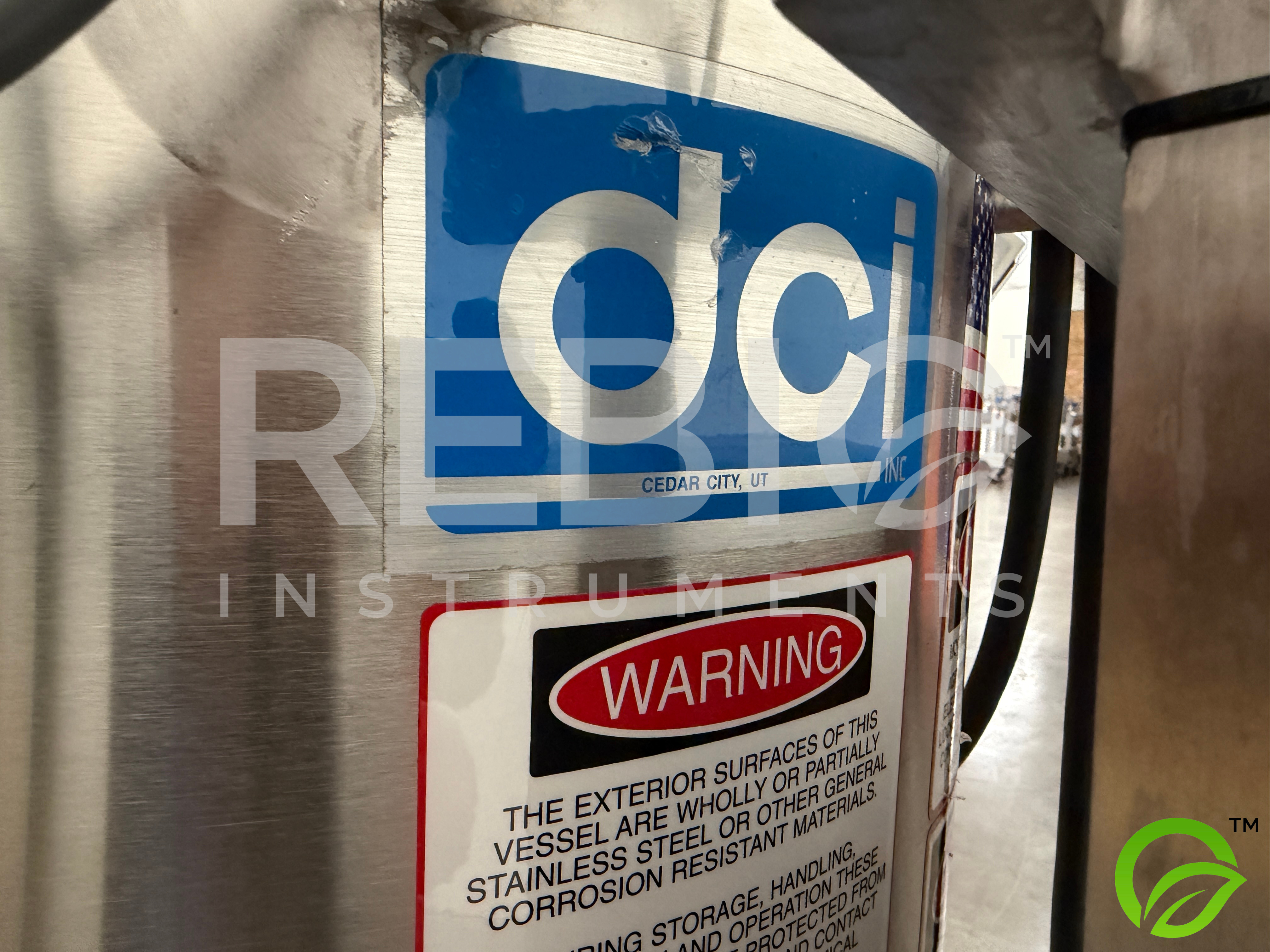 Used DCI / Abgenix 50L Jacketed 316L SS Pressure Vessel Skid CP-3050 | ASME Certified | Vega PULS43 Radar Level | Lumiglas Sight Glass | BS&B Burst Disc | Mobile Pharma Cart