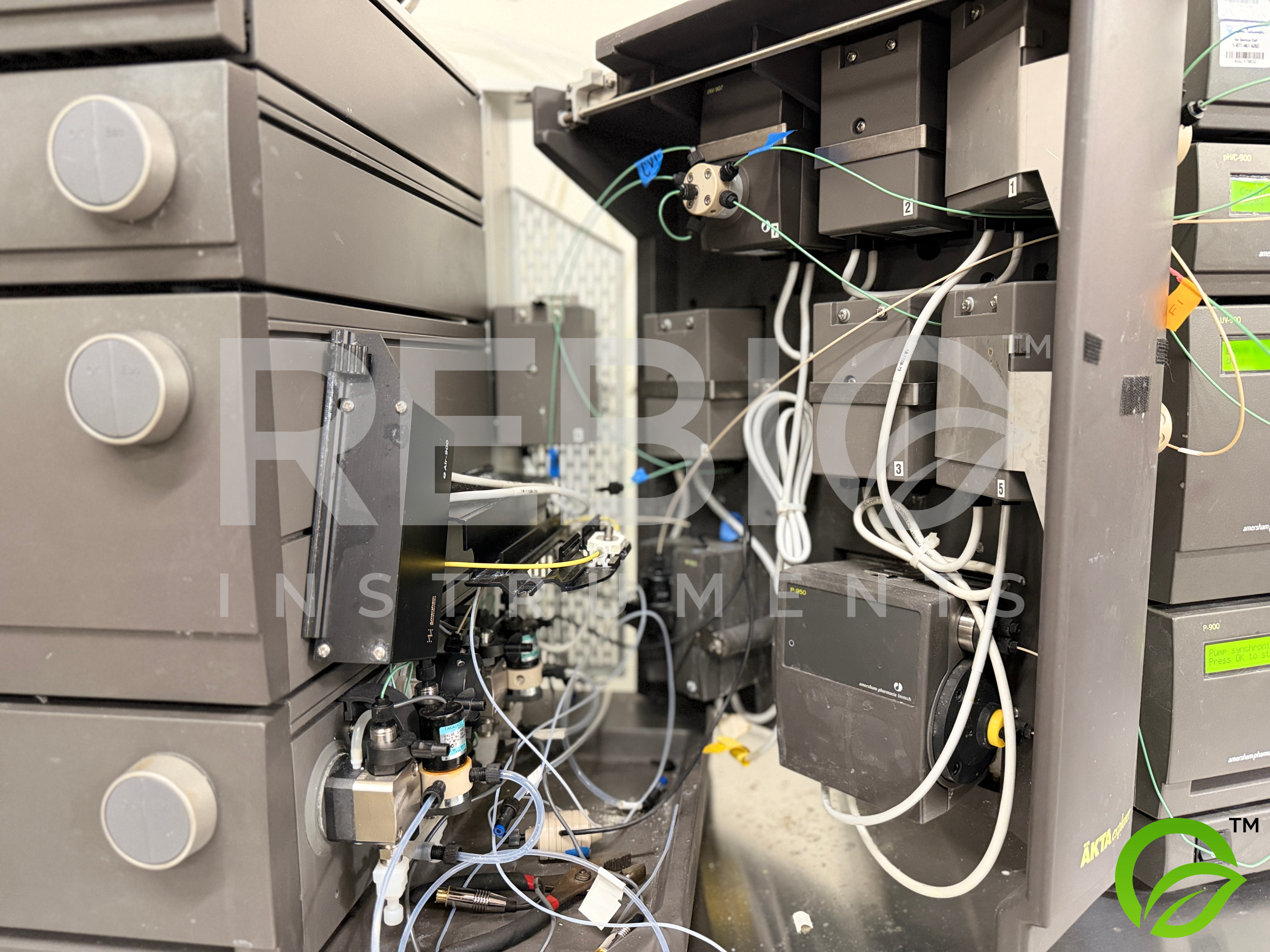 Used Lot of 3 GE AKTA Explorer FPLC Systems — 3x CU-950, 3x Frac-900, 1x Frac-920 — Protein Purification