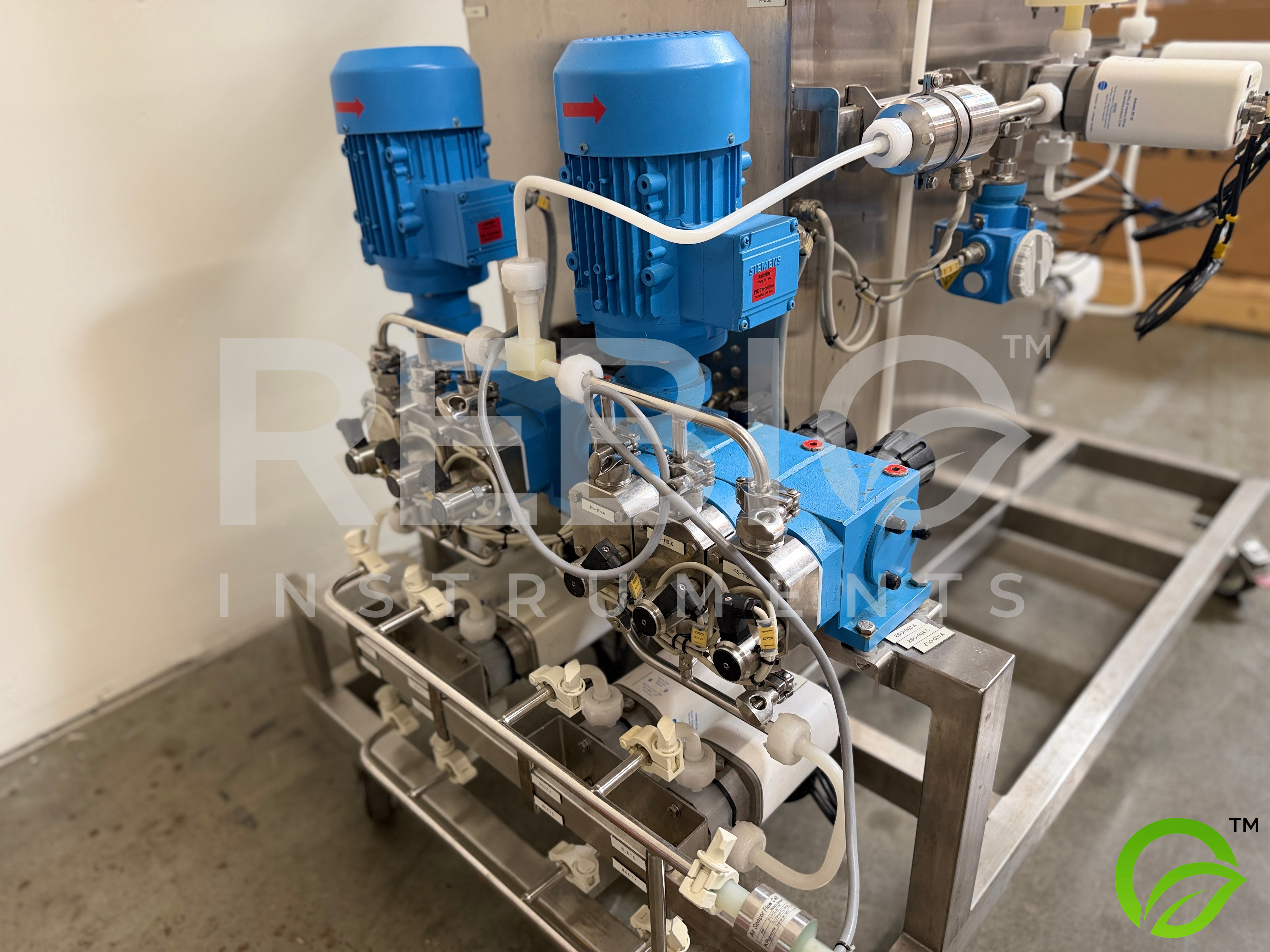 Used Amersham / GE BioProcess Chromatography Skid w/ BPG 100/500 Column, Endress+Hauser Promass, LEWA Pump