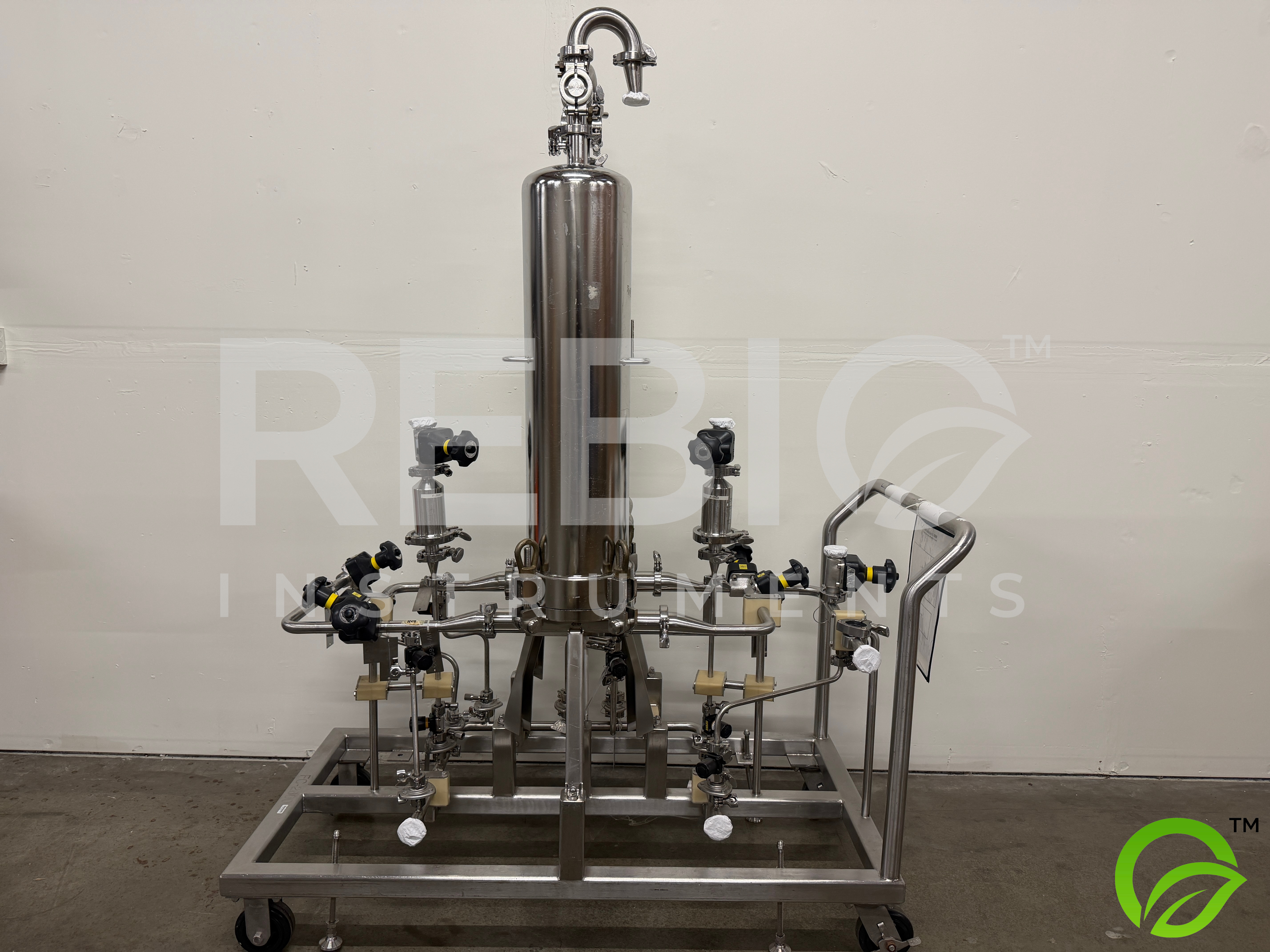 Used Pall / Biokinetics Dual Column Chromatography Skid F-2601 | Millipore SS Filter Housings | 316SS | Manual Valve Array | Mobile Pharma Cart 