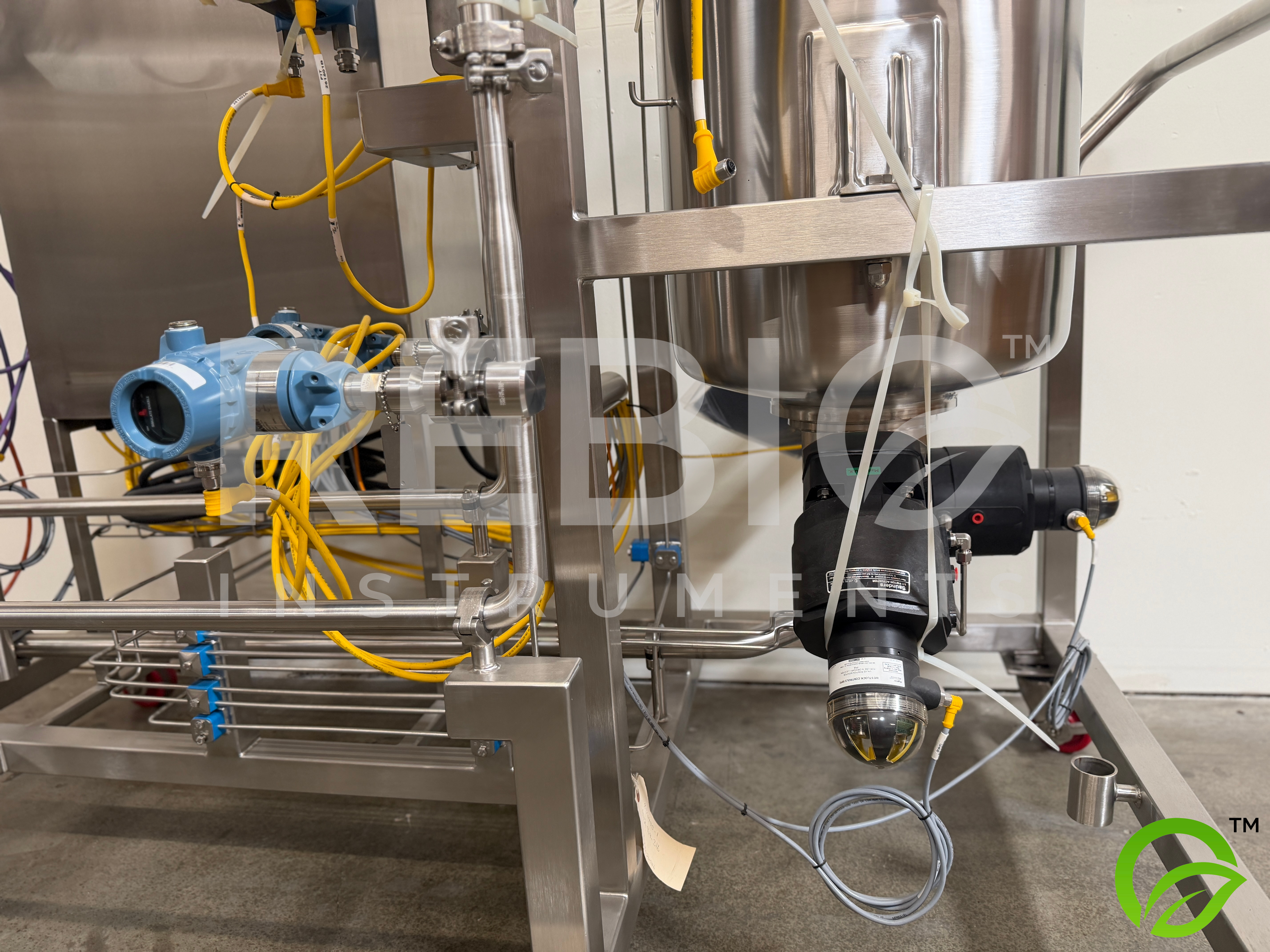 Used Allegheny Bradford 50L Stainless Buffer Break Tank Skid w/ Endress+Hauser Promass P, Rosemount Instruments — ASME U-Stamp, BPE-Compliant